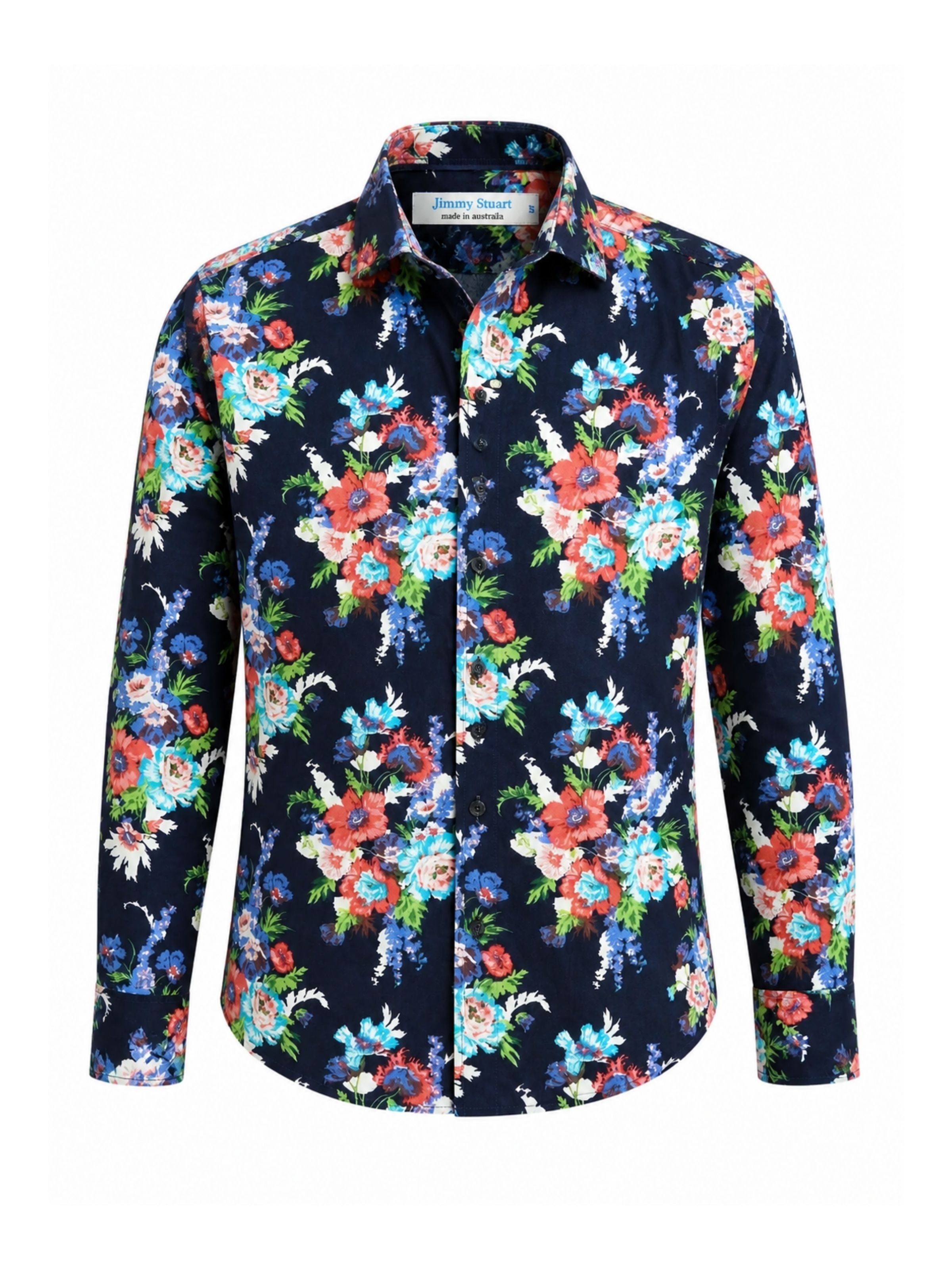 Maddie Floral Cotton L/S Shirt - Navy