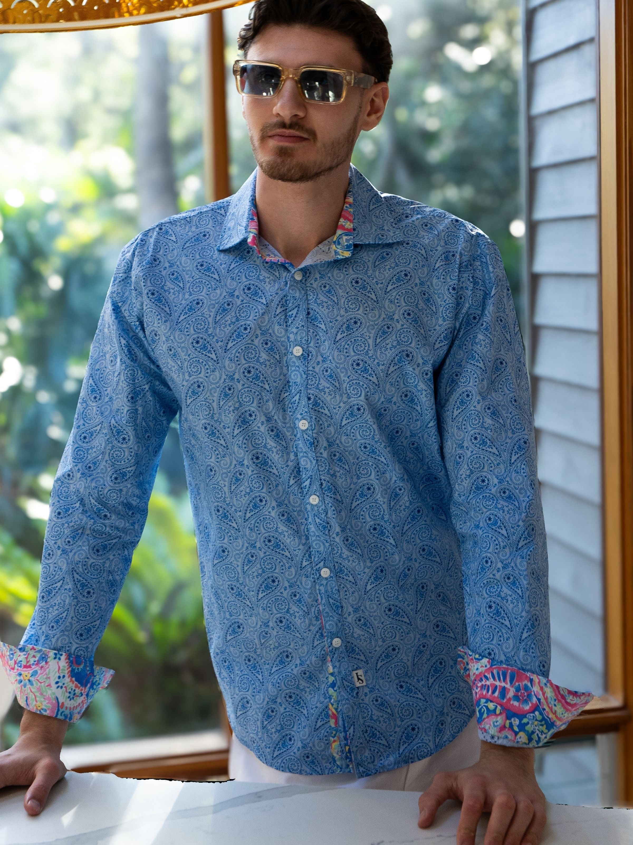 Maine Paisley L/S Shirt - Blue