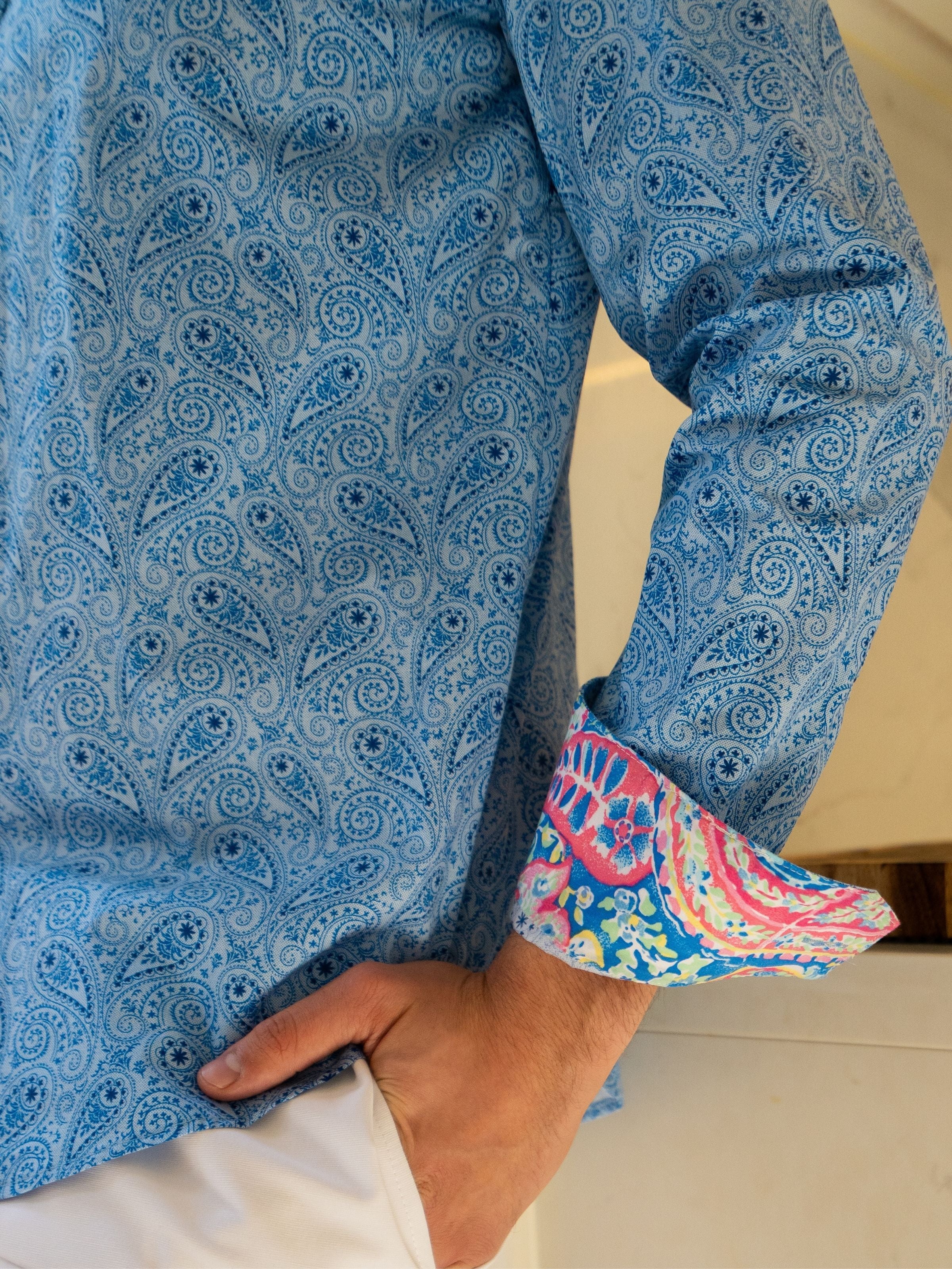 Maine Paisley L/S Shirt - Blue