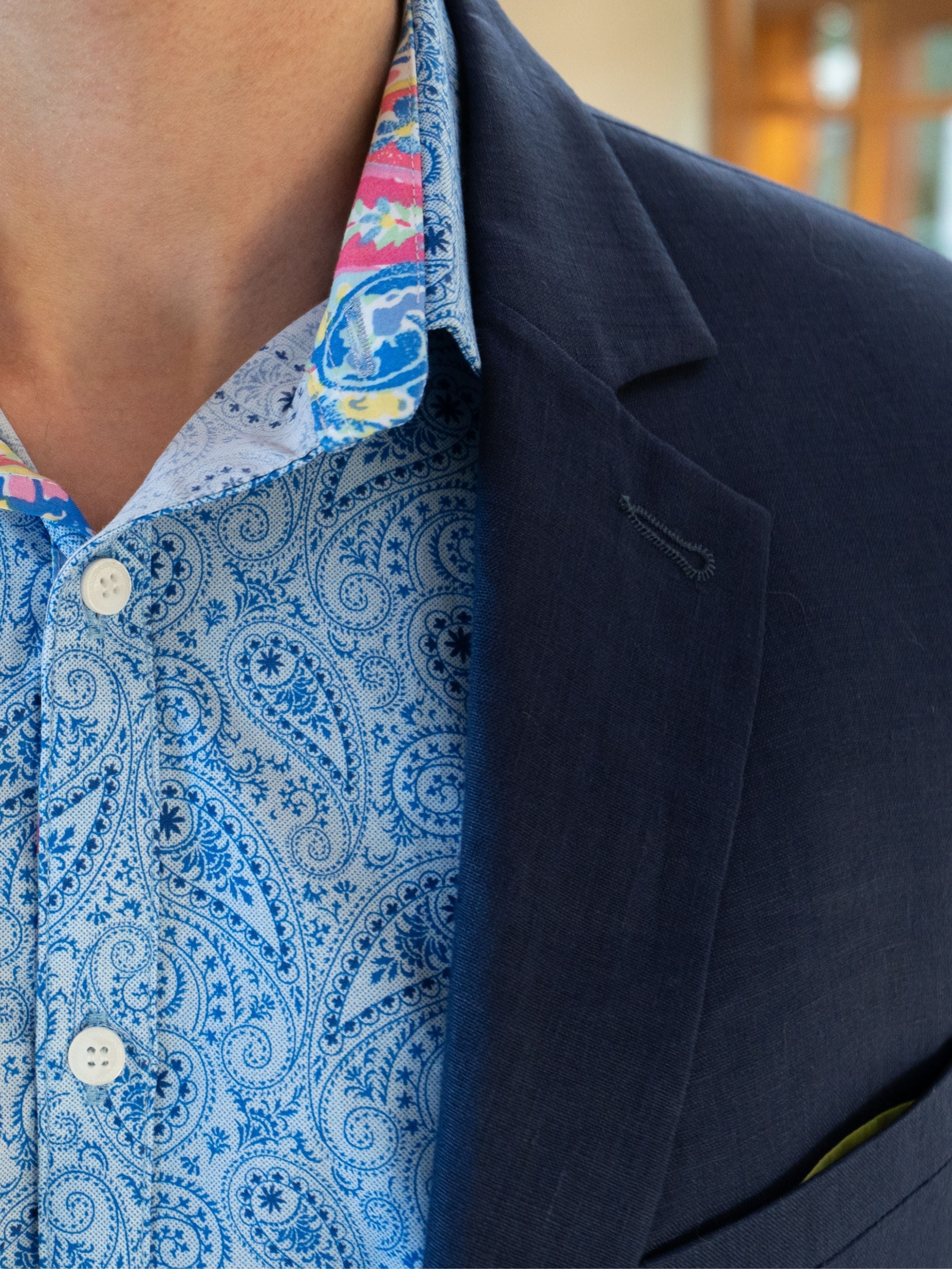 Maine Paisley L/S Shirt - Blue