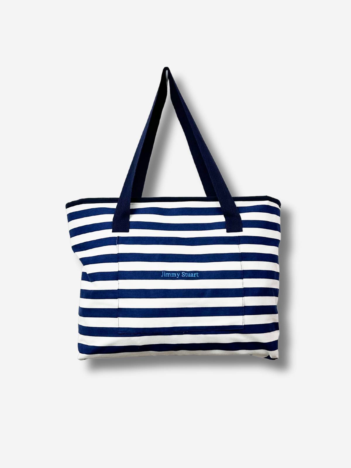 Maui Striped Cotton Tote Bag - Navy/White