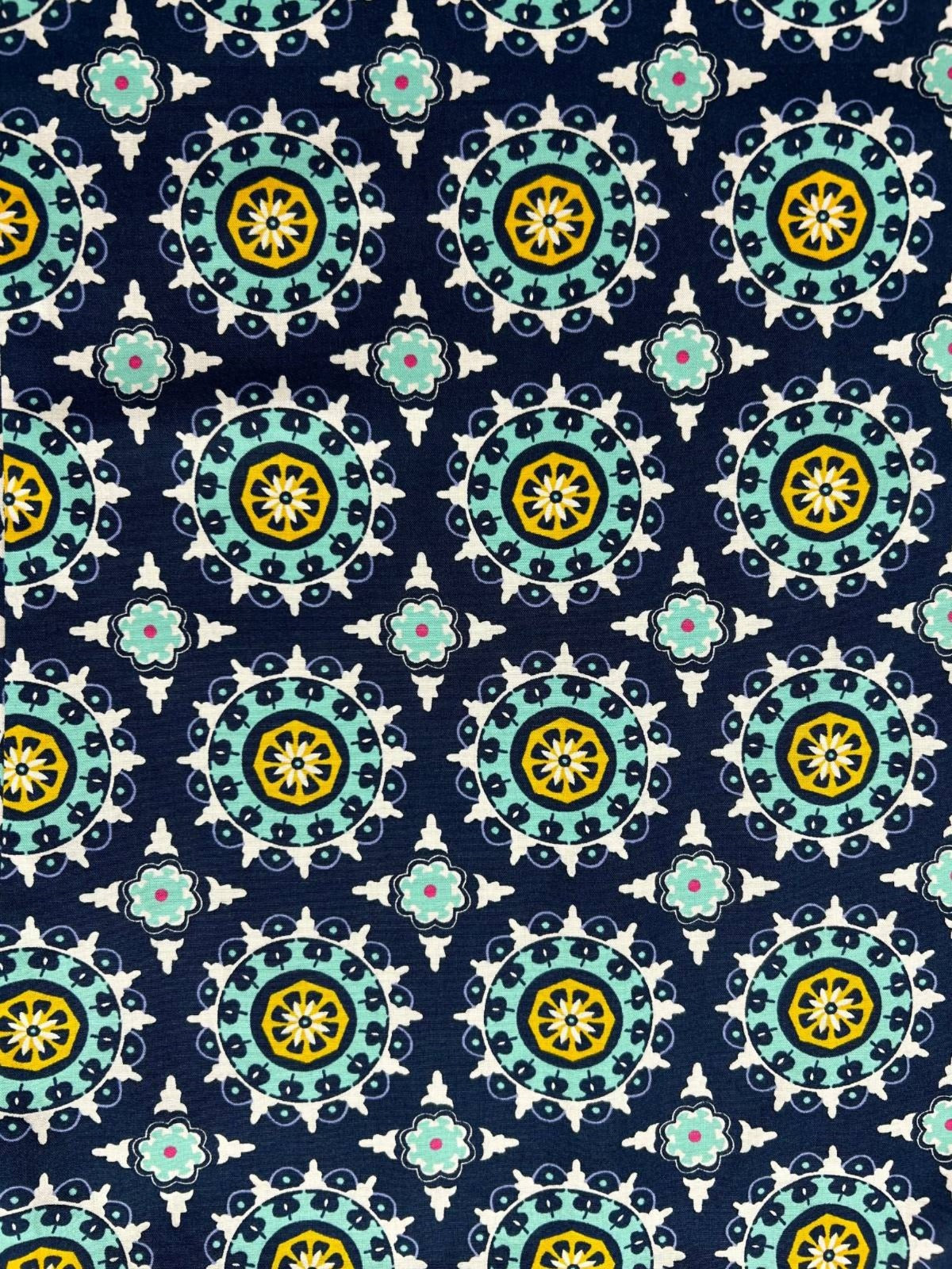 Midnight Geometric Cotton L/S Shirt - Blue/Yellow