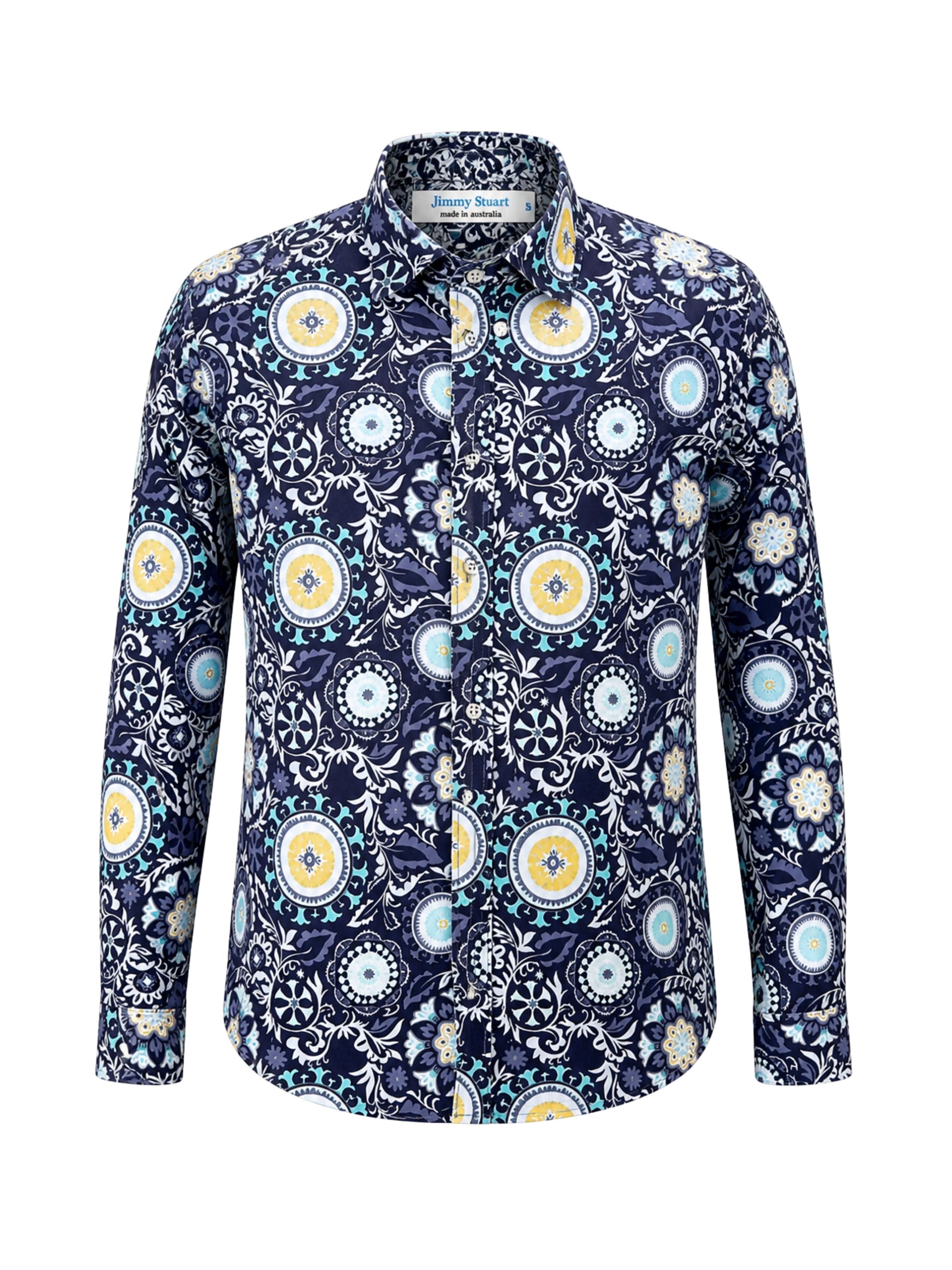 Moonshine Abstract L/S Shirt - Blue