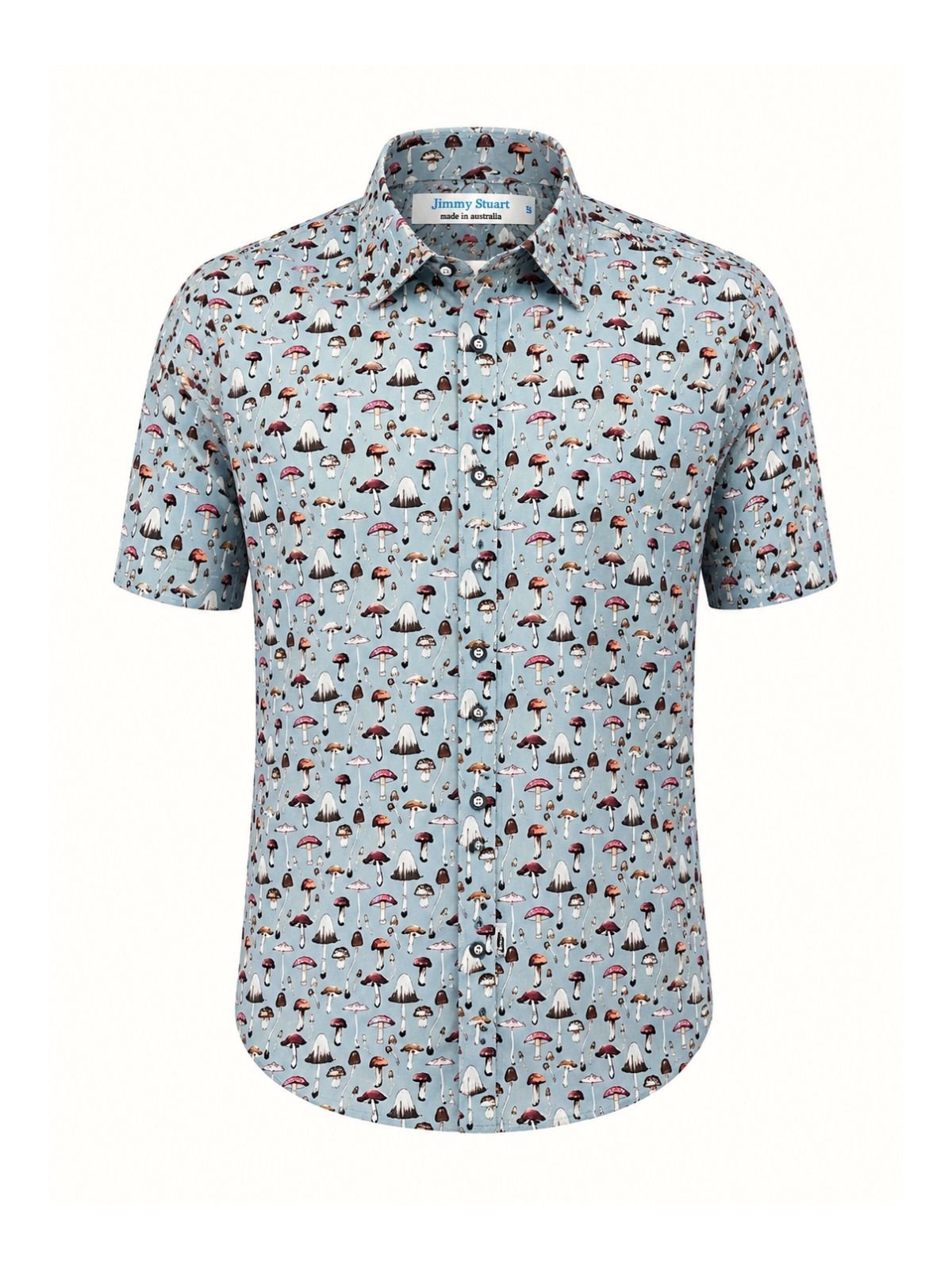 Mushroom Abstract Cotton S/S Big Mens Shirt - Grey