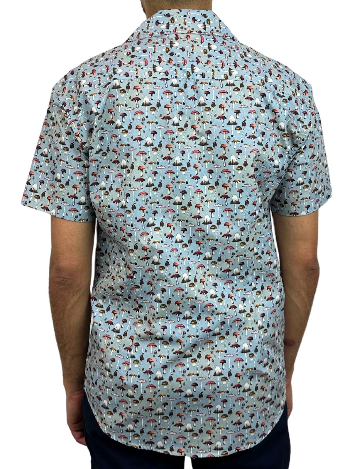 Mushroom Abstract Cotton S/S Shirt - Grey