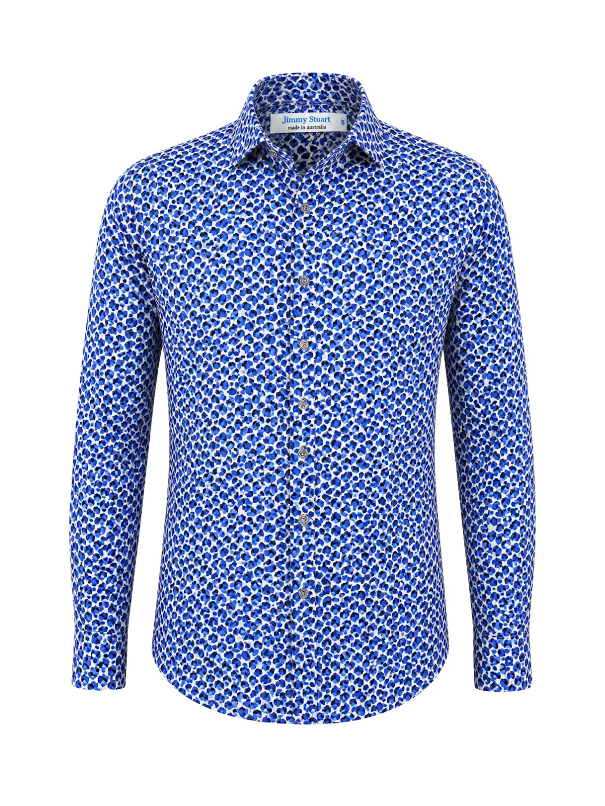 NYC Geometric Cotton L/S Big Mens Shirt - Blue/Black