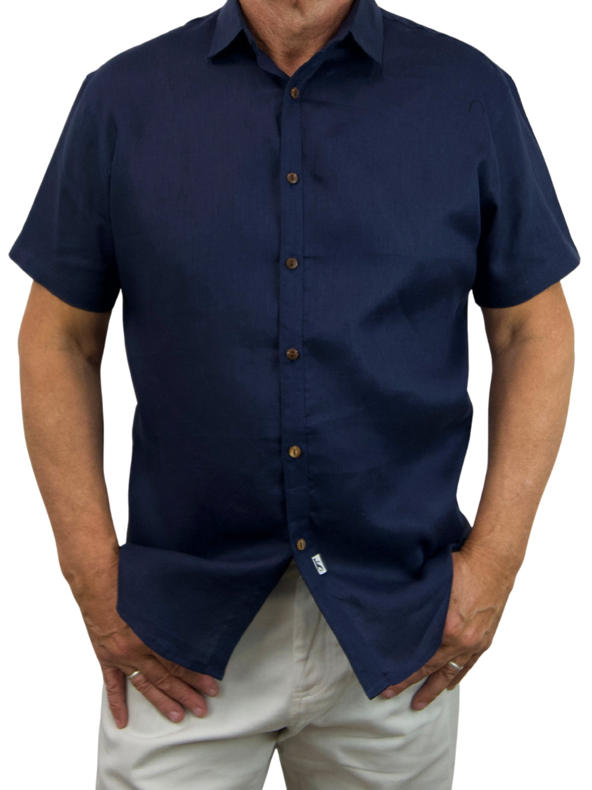 Byron Bay Navy Linen S/S Shirt