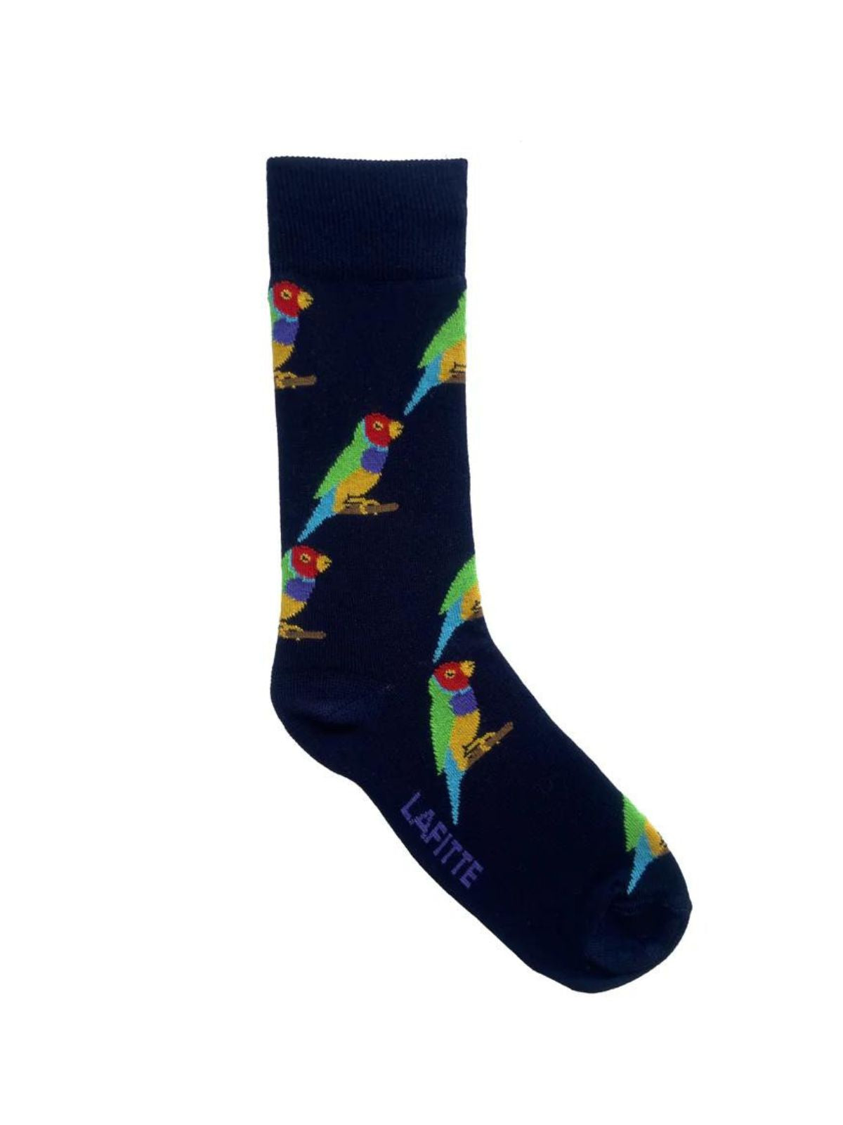 Navy Parrot Finch Bamboo Unisex Socks