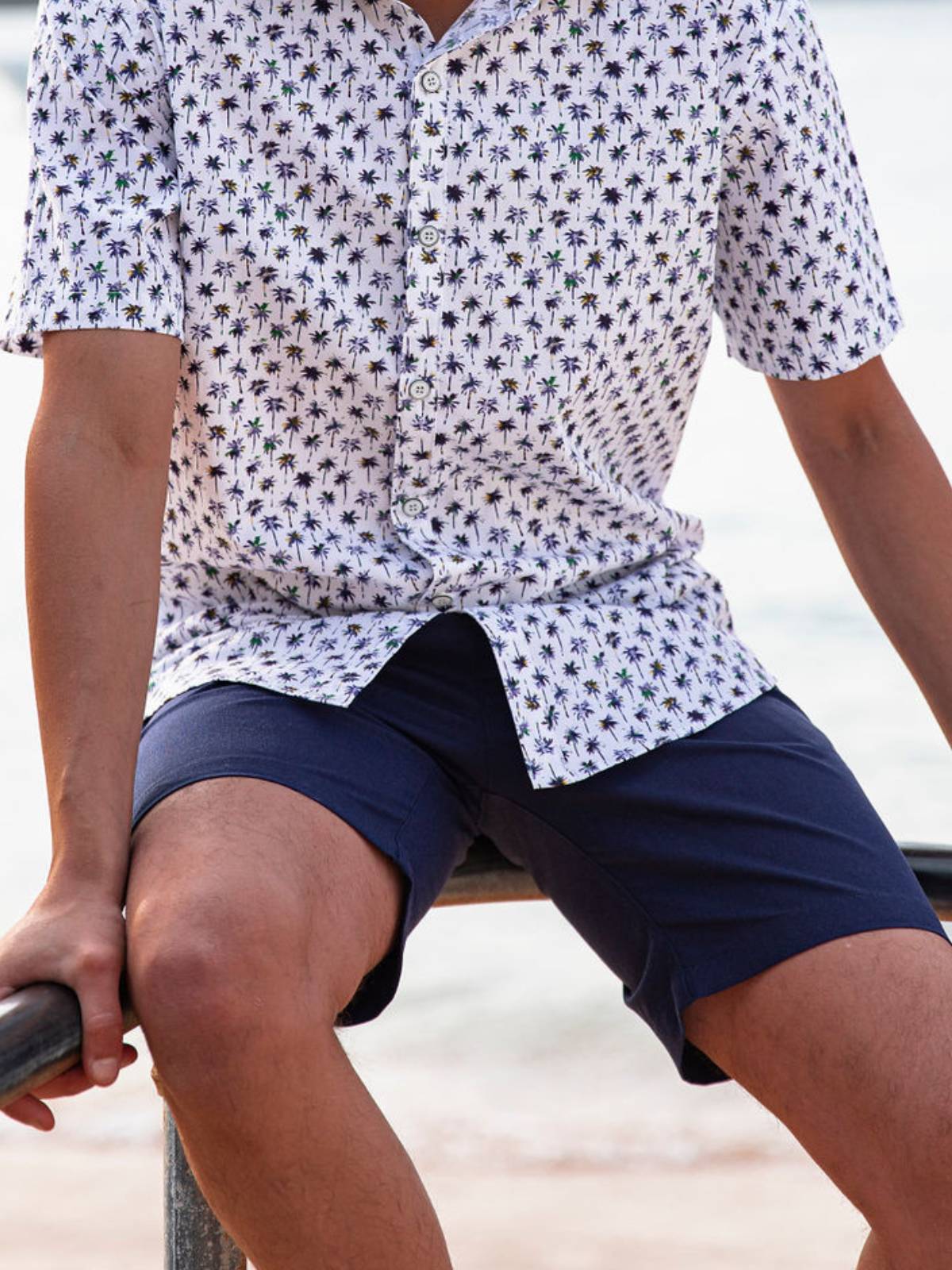 Bahamas Cotton/Linen Short - Navy