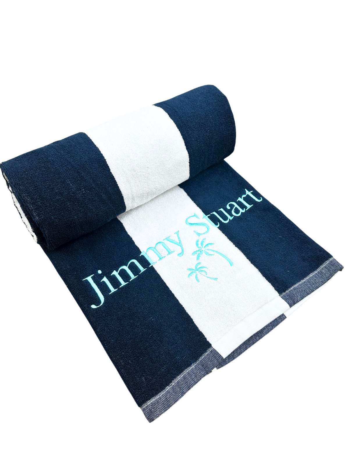 Navy and White Striped Towel