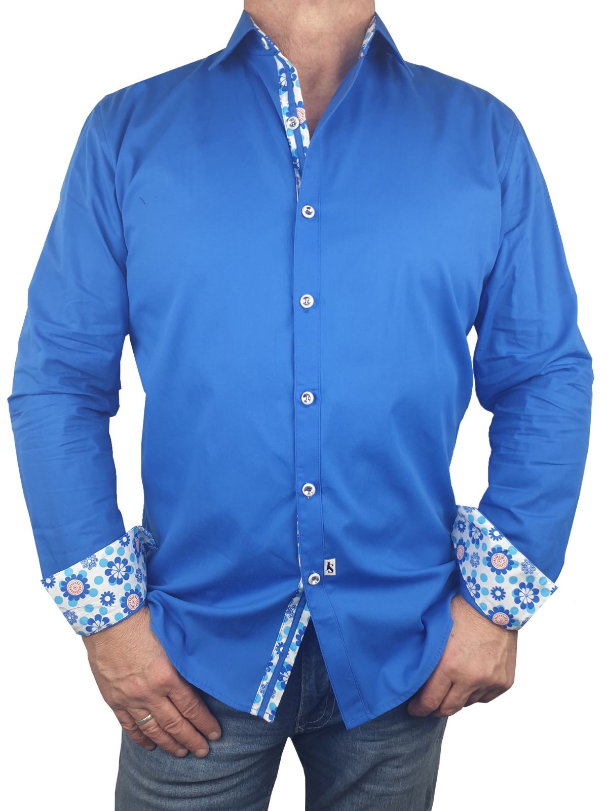 Newport Cobalt Cotton L/S Shirt - Blue