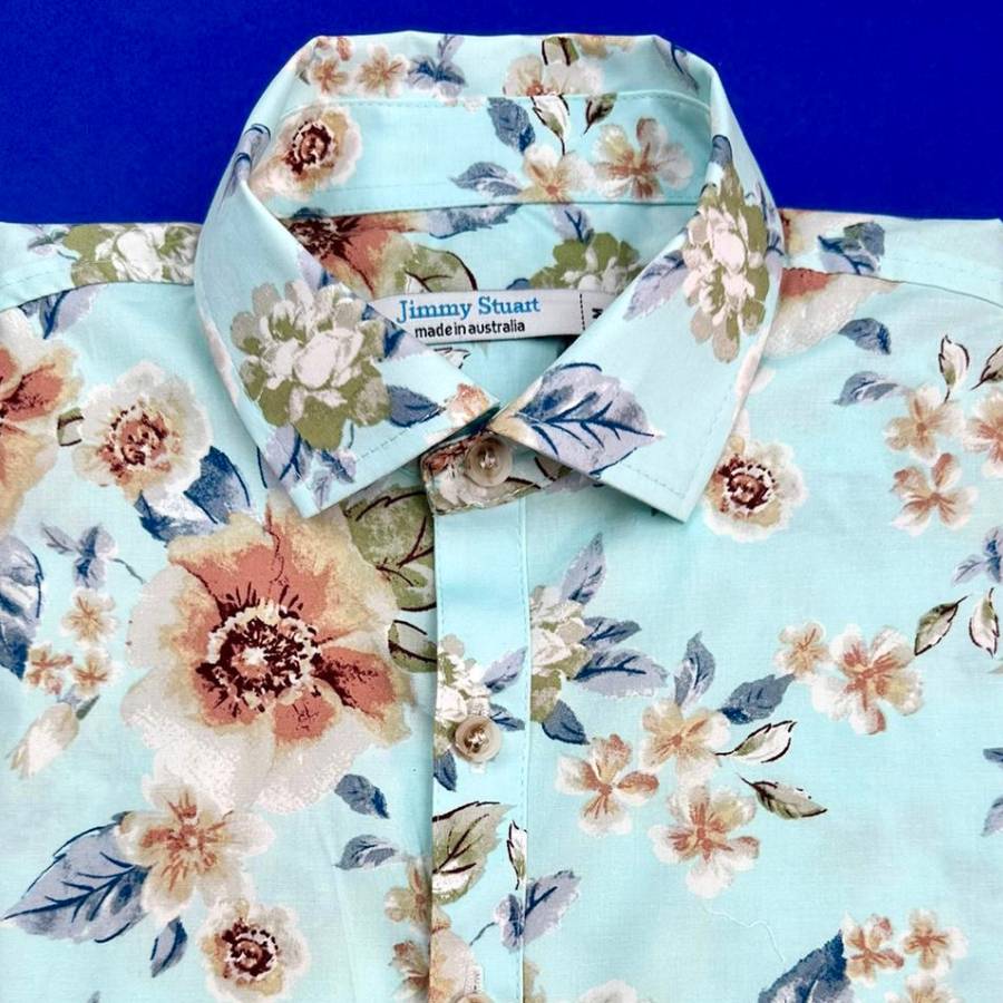Nile Floral Cotton S/S Shirt – Blue