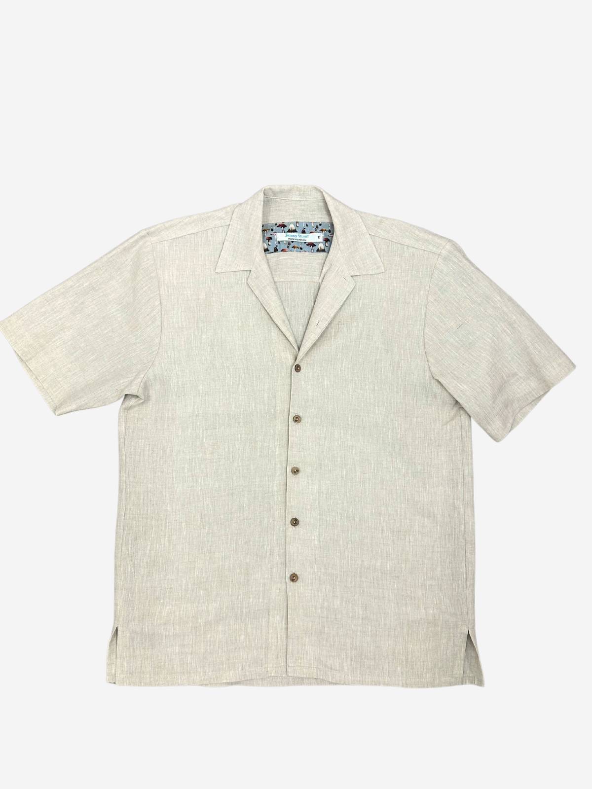 Byron Bay Oatmeal Linen S/S Big Mens Shirt