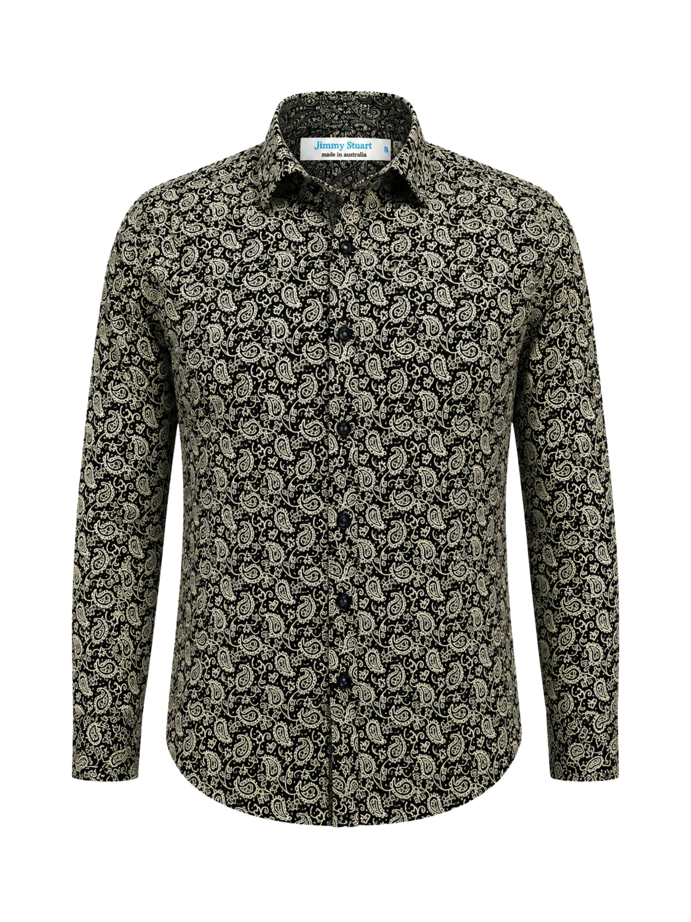 Oil Paisley L/S Big Mens Shirt – Black