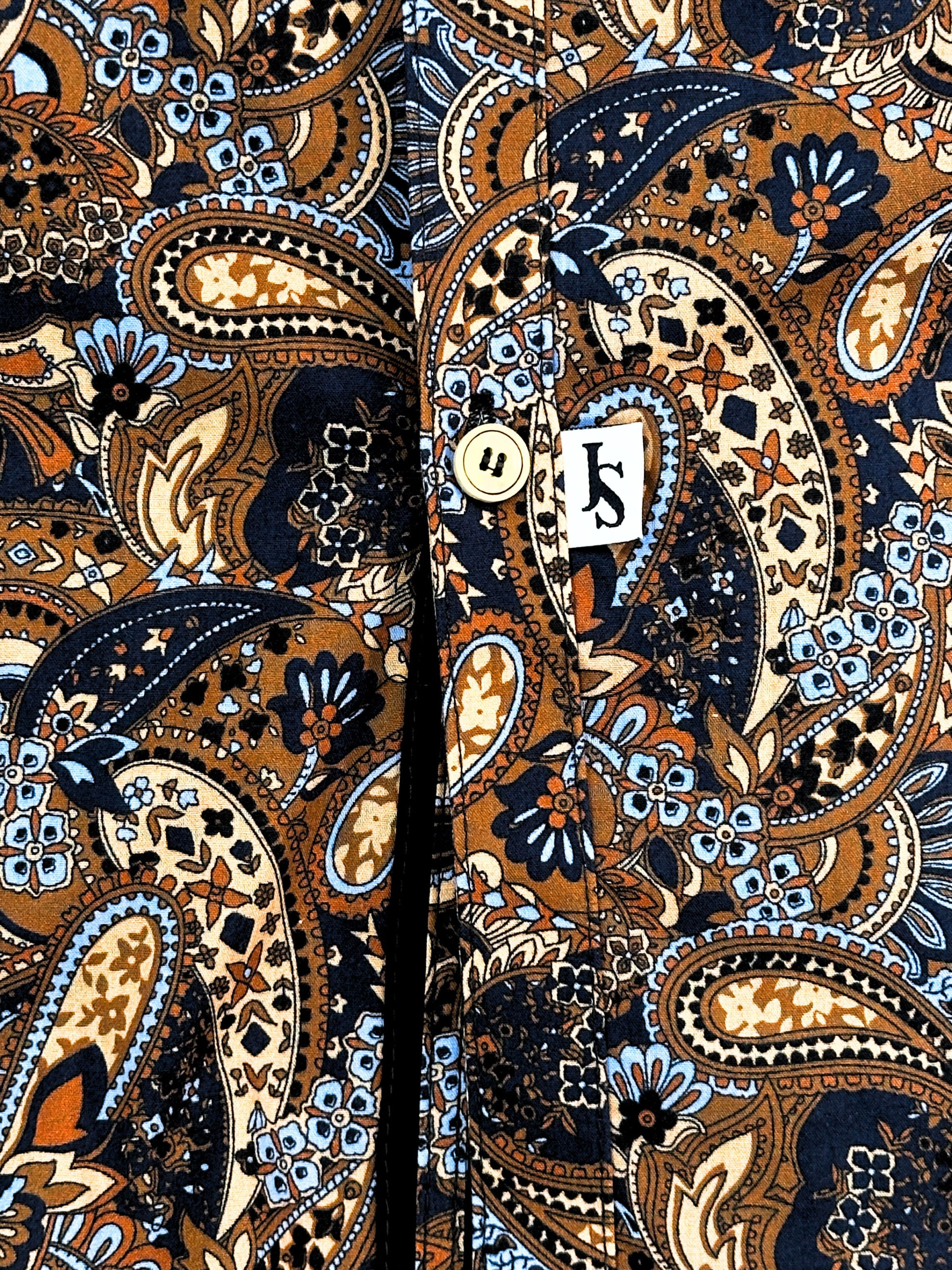 Old World Paisley Cotton L/S Shirt - Brown