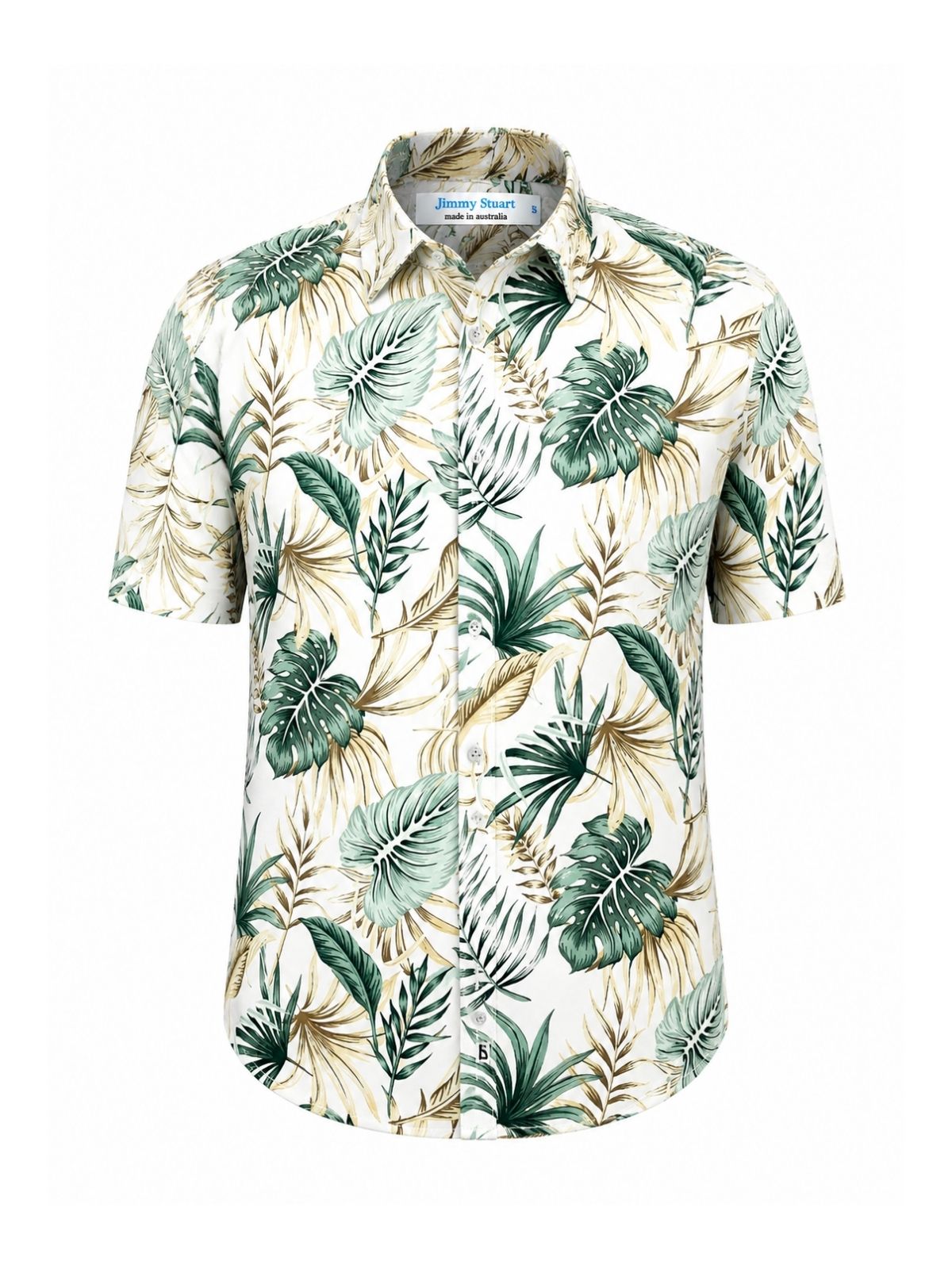 Olympus Floral Cotton S/S Big Mens Shirt - Yellow/Green