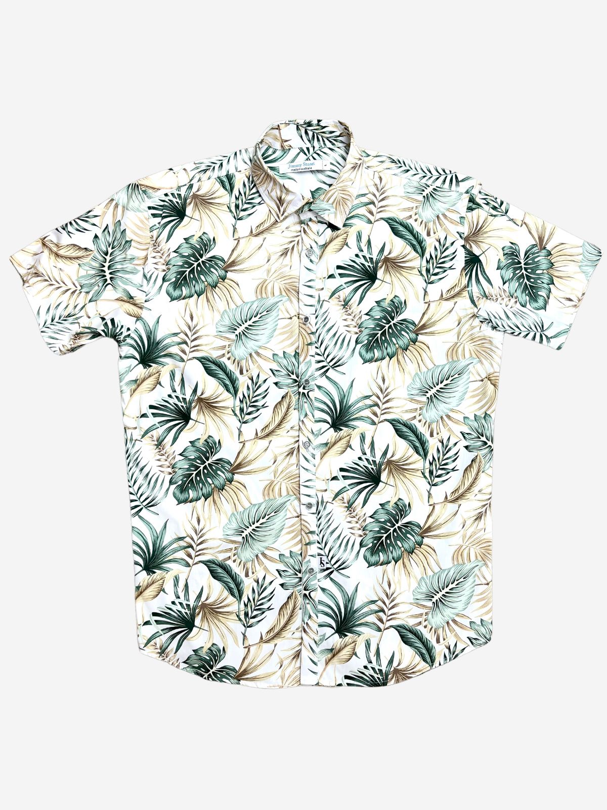 Olympus Floral Cotton S/S Big Mens Shirt - Yellow/Green