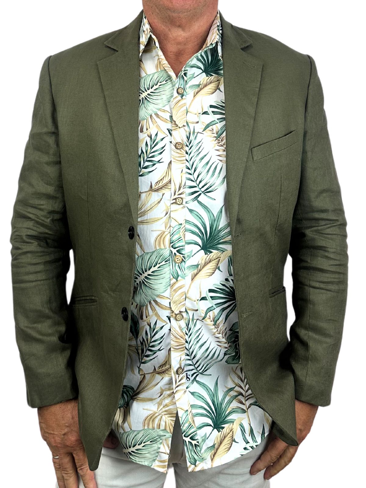 Olympus Floral Cotton L/S Shirt - Yellow/Green