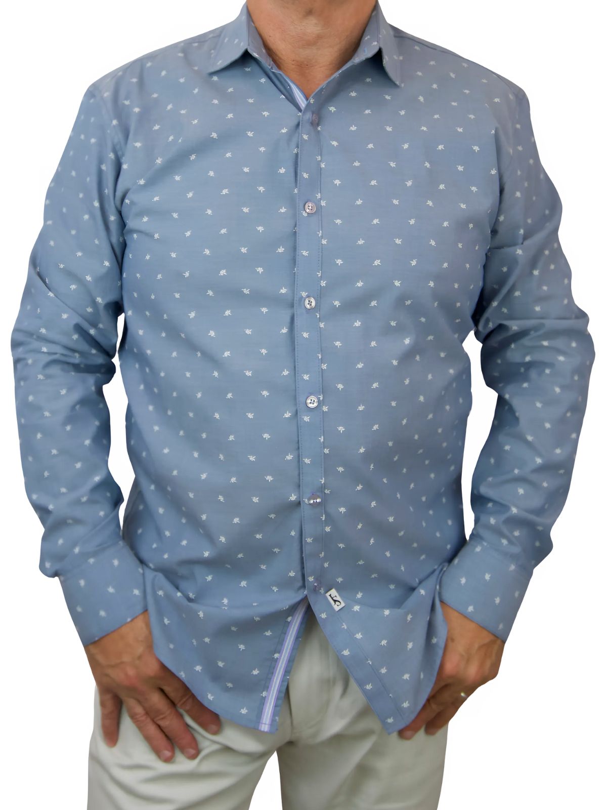 Origami Liberty Cotton L/S Shirt - Blue