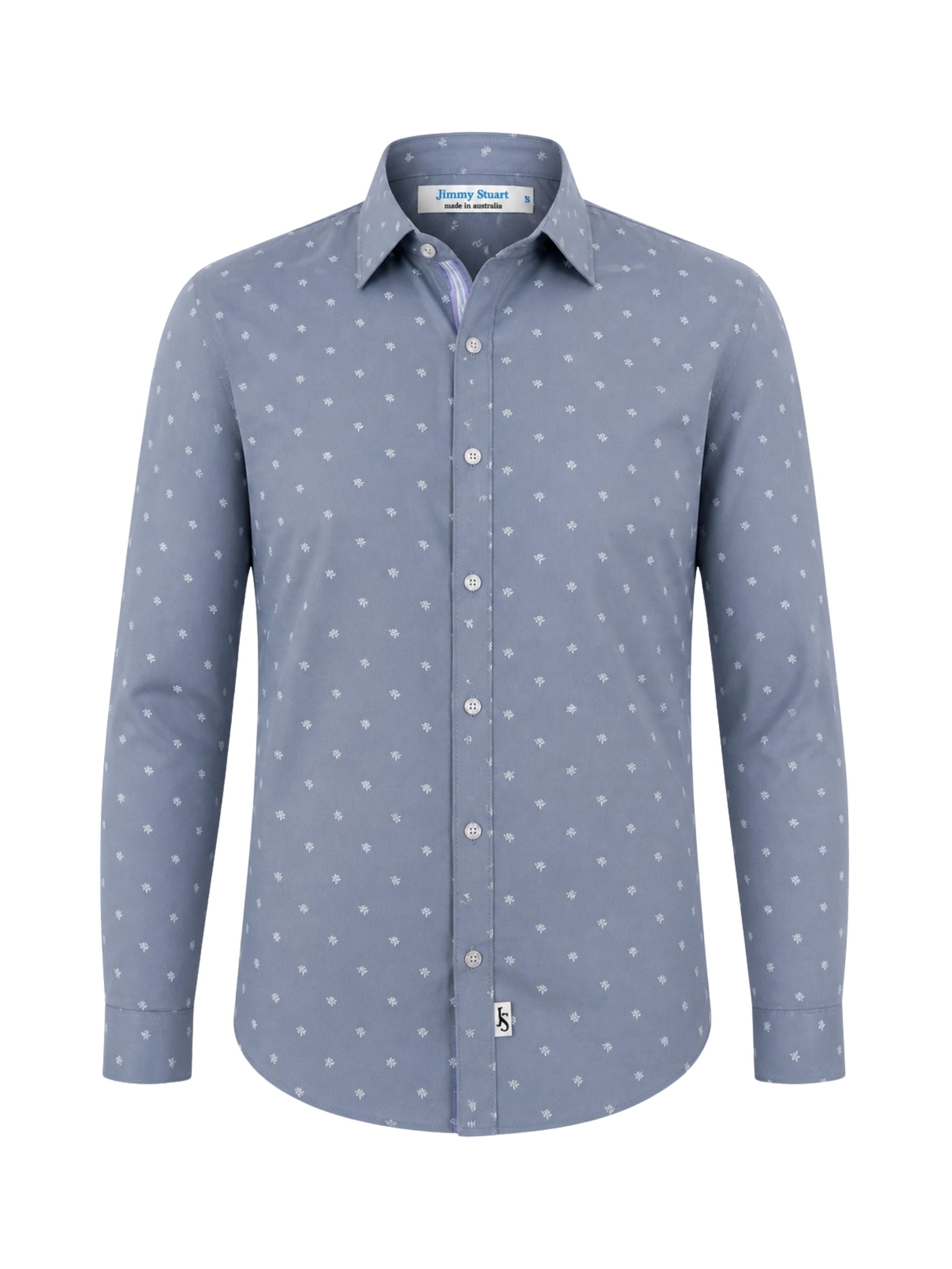 Origami Liberty Cotton L/S Shirt - Blue