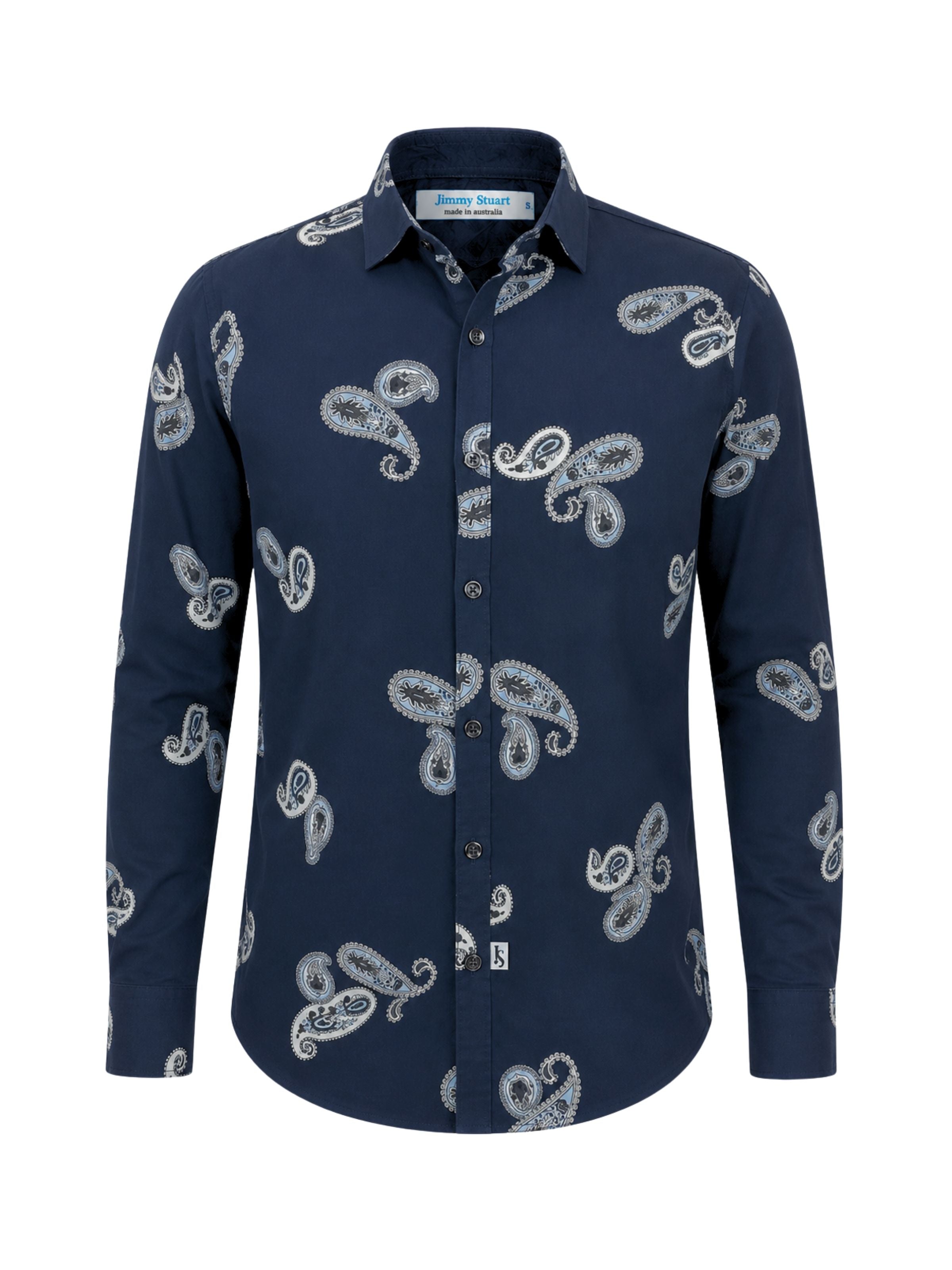 Onyx Paisley Cotton/Rayon L/S Shirt - Navy