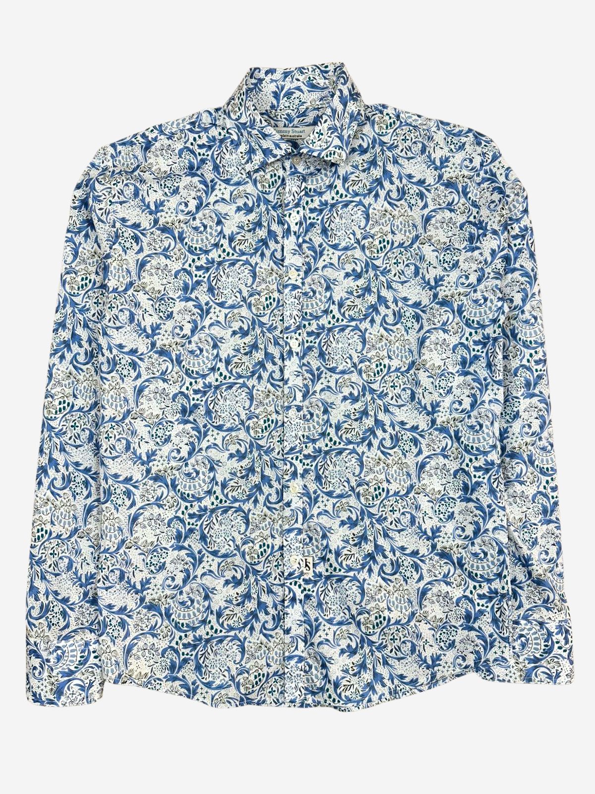 Pacific Abstract Cotton L/S Big Mens Shirt – Blue