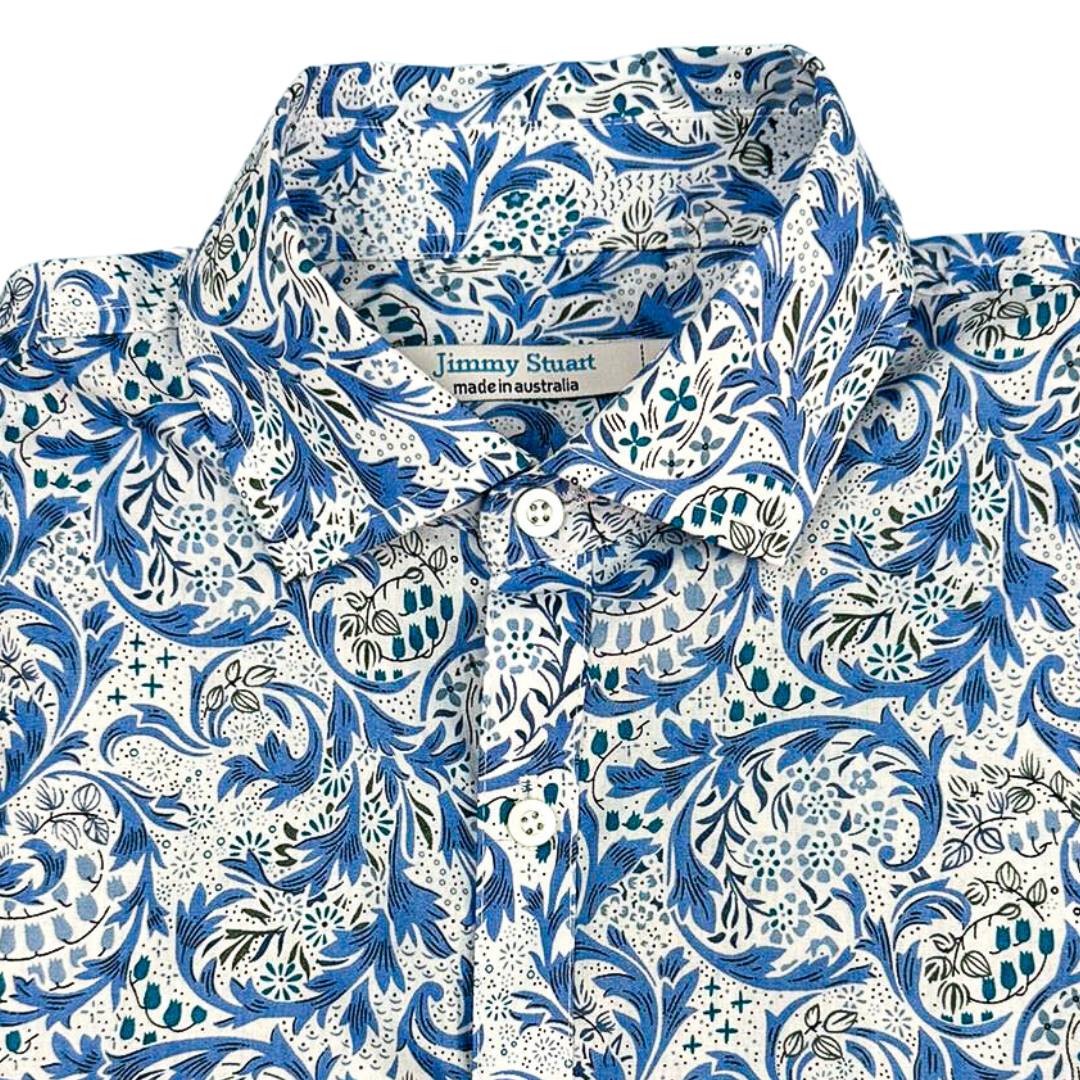 Pacific Abstract Cotton L/S Big Mens Shirt – Blue