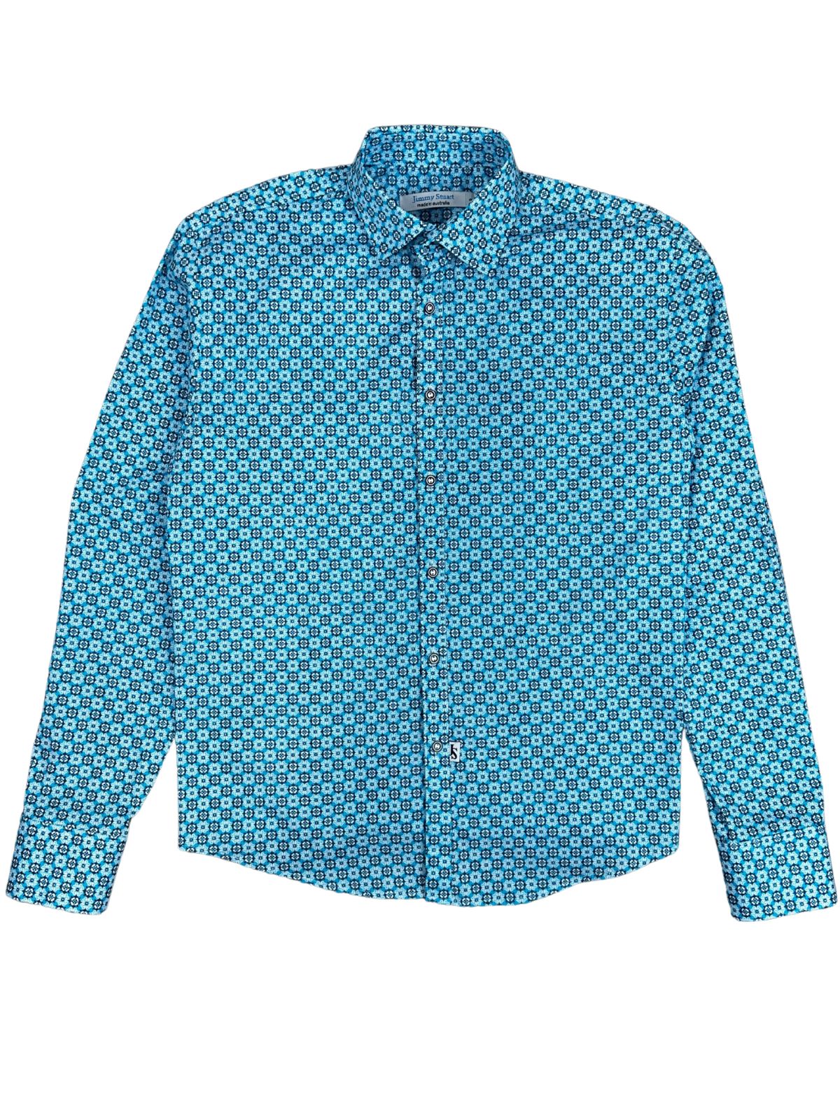 Palm Springs Abstract Cotton L/S Shirt - Blue
