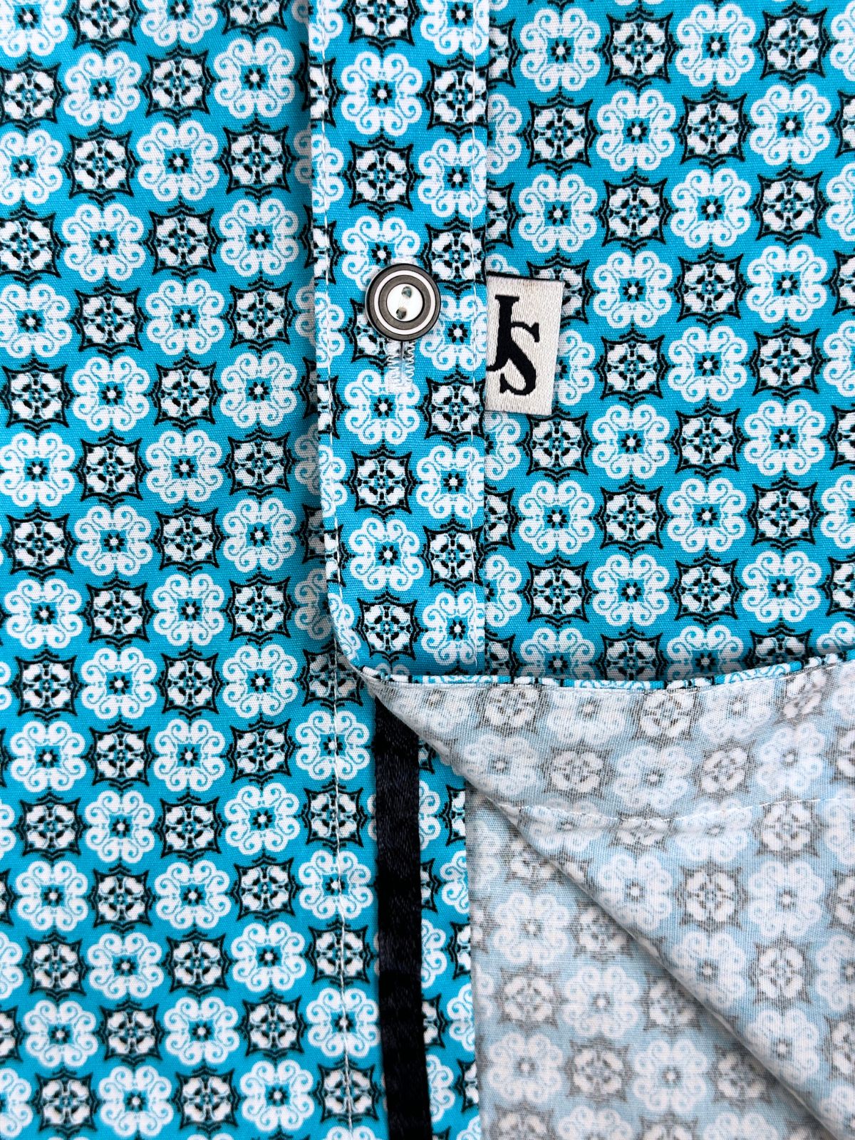 Palm Springs Abstract Cotton L/S Shirt - Blue