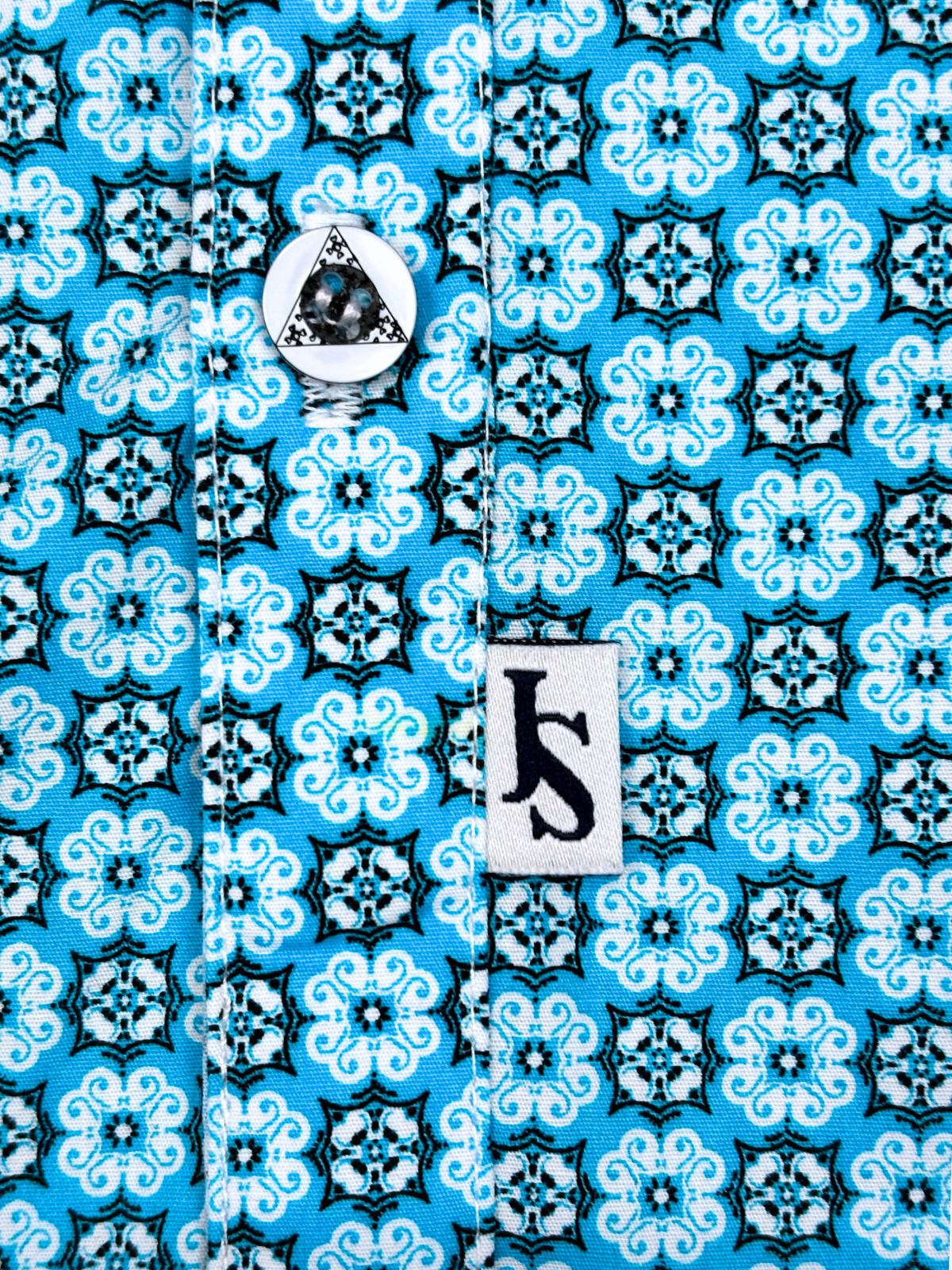 Palm Springs Abstract Cotton S/S Big Mens Shirt - Blue