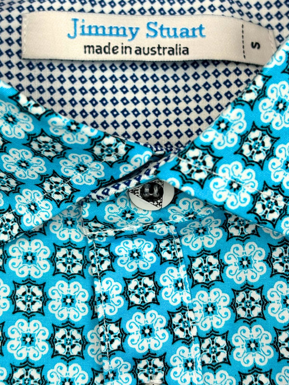 Palm Springs Abstract Cotton L/S Shirt - Blue