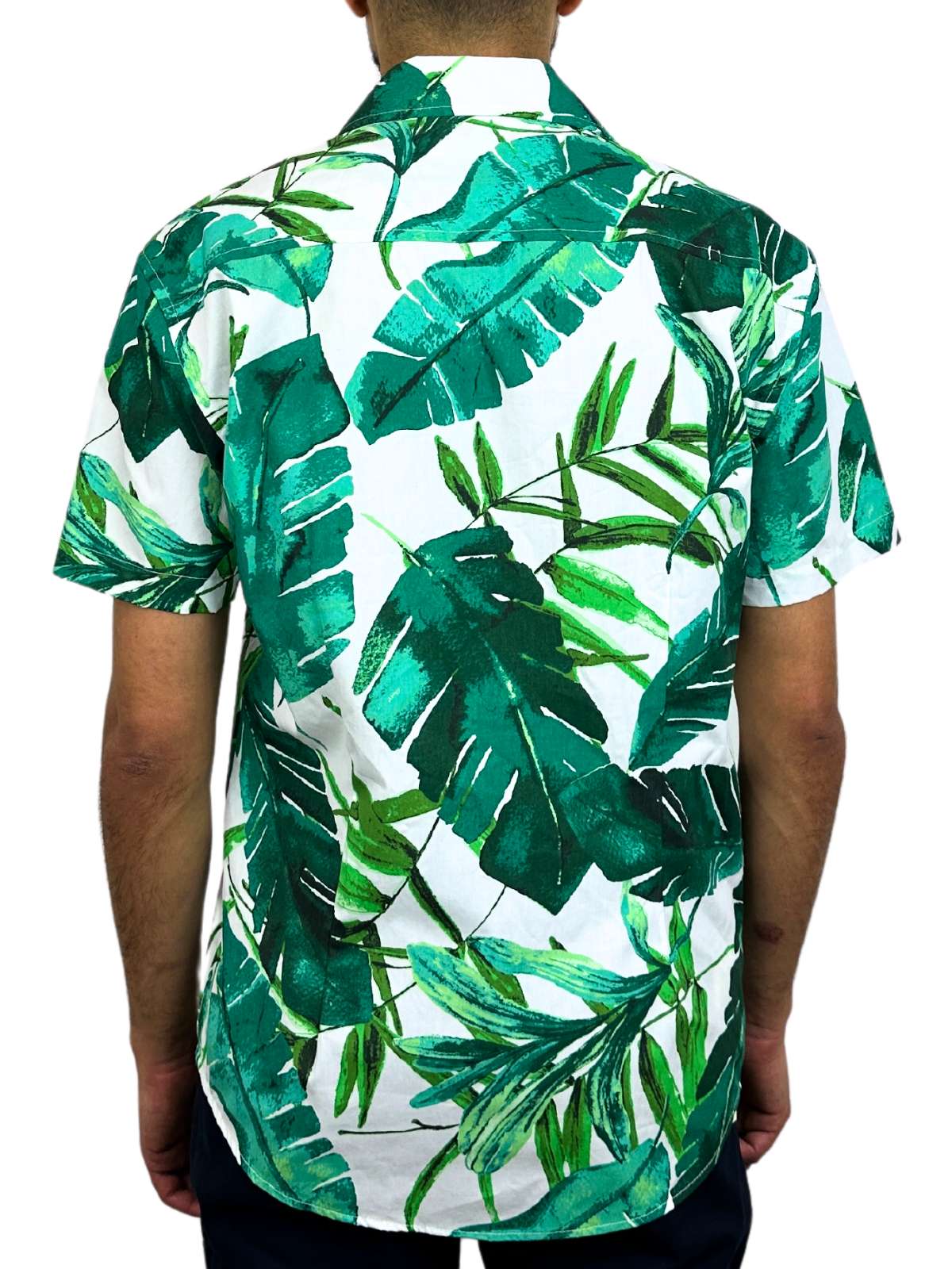 Palmgrove Floral Cotton S/S Big Mens Shirt - Green