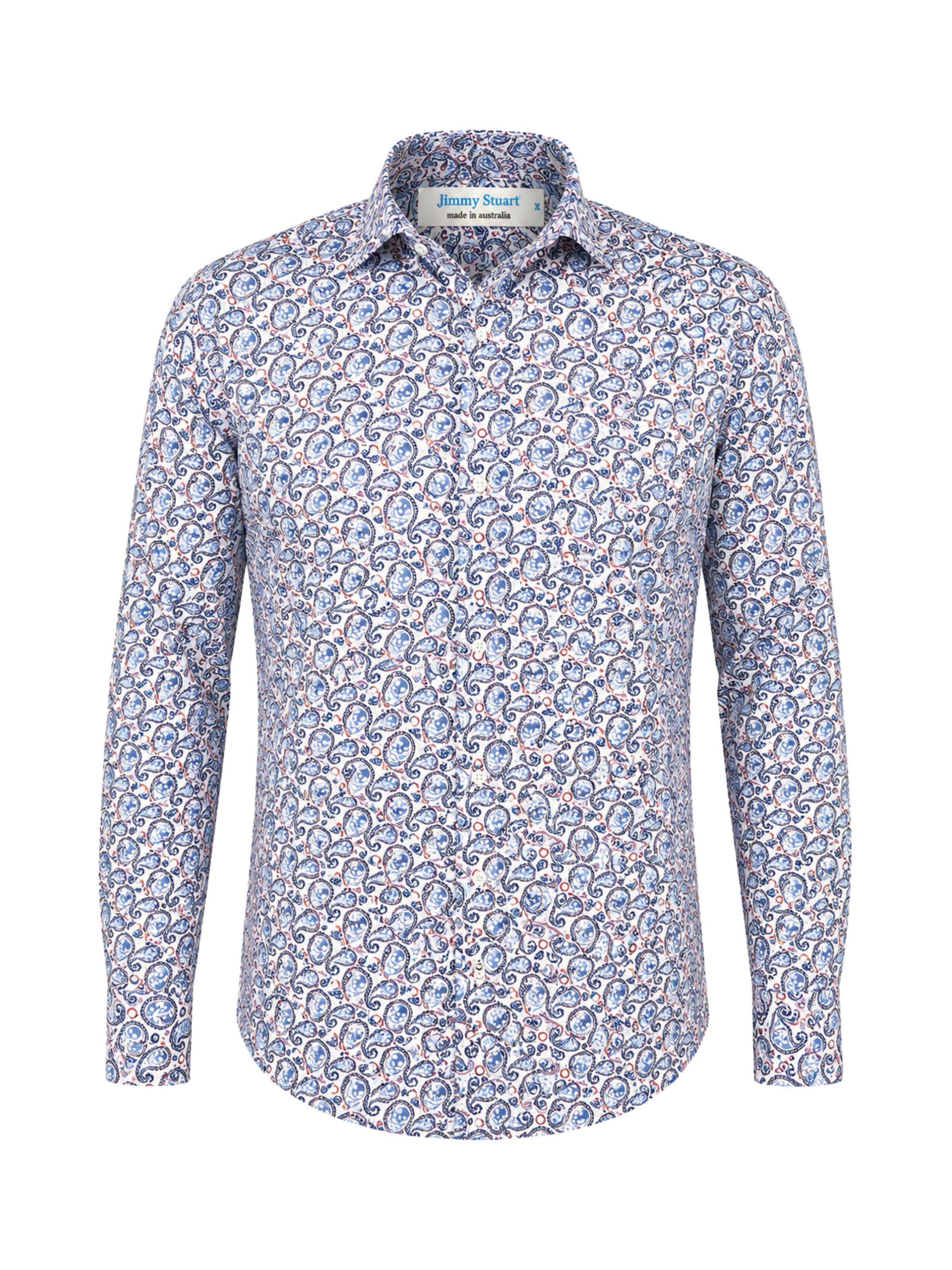 Pirate Paisley Cotton L/S Shirt - Blue
