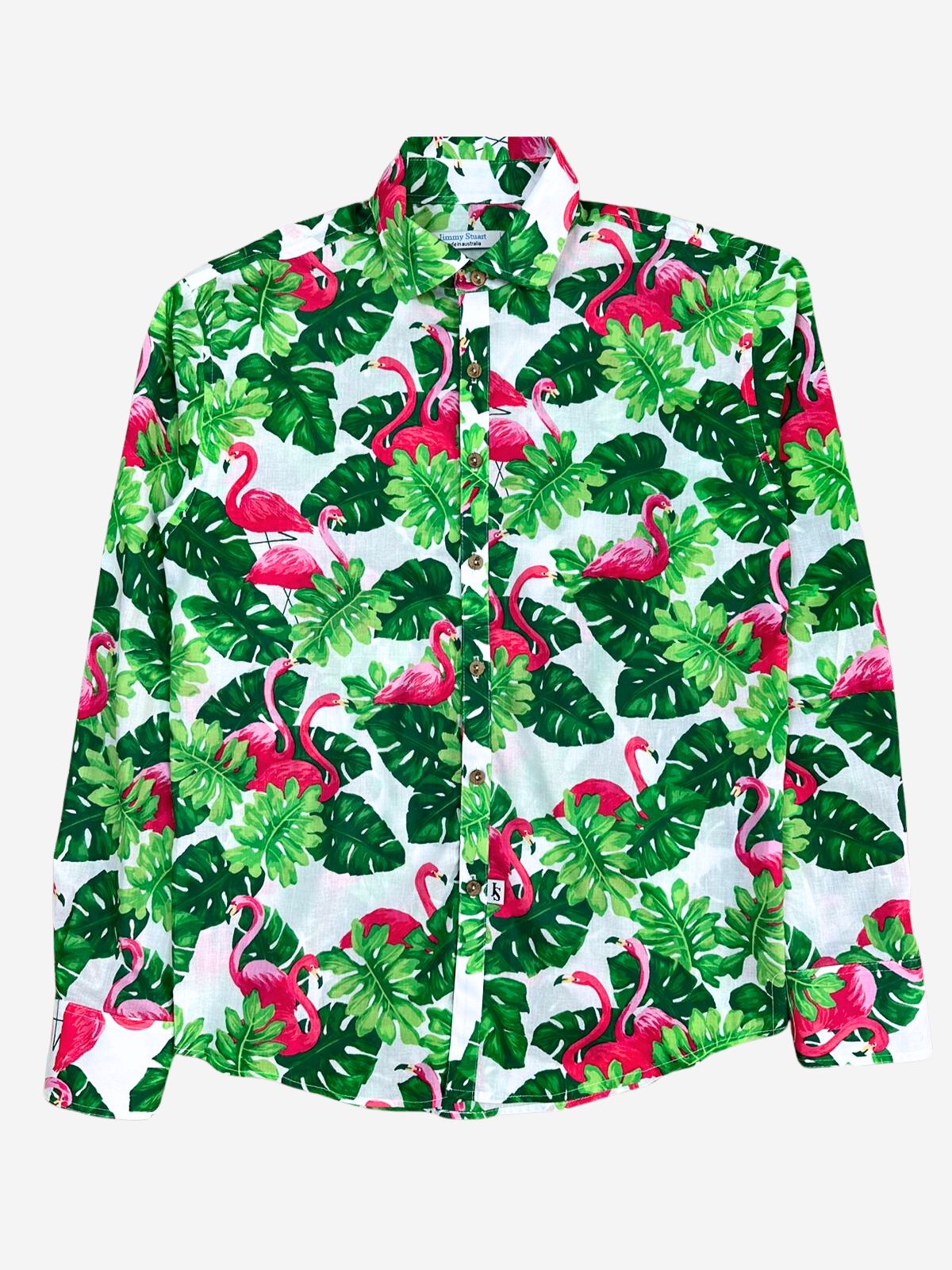 Plumage Floral Cotton L/S Big Mens Shirt – Green