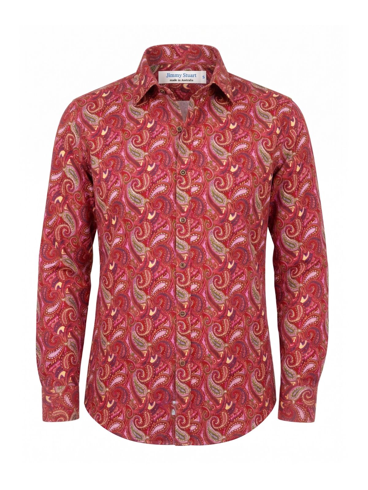 Raw Paisley Cotton L/S Shirt - Red