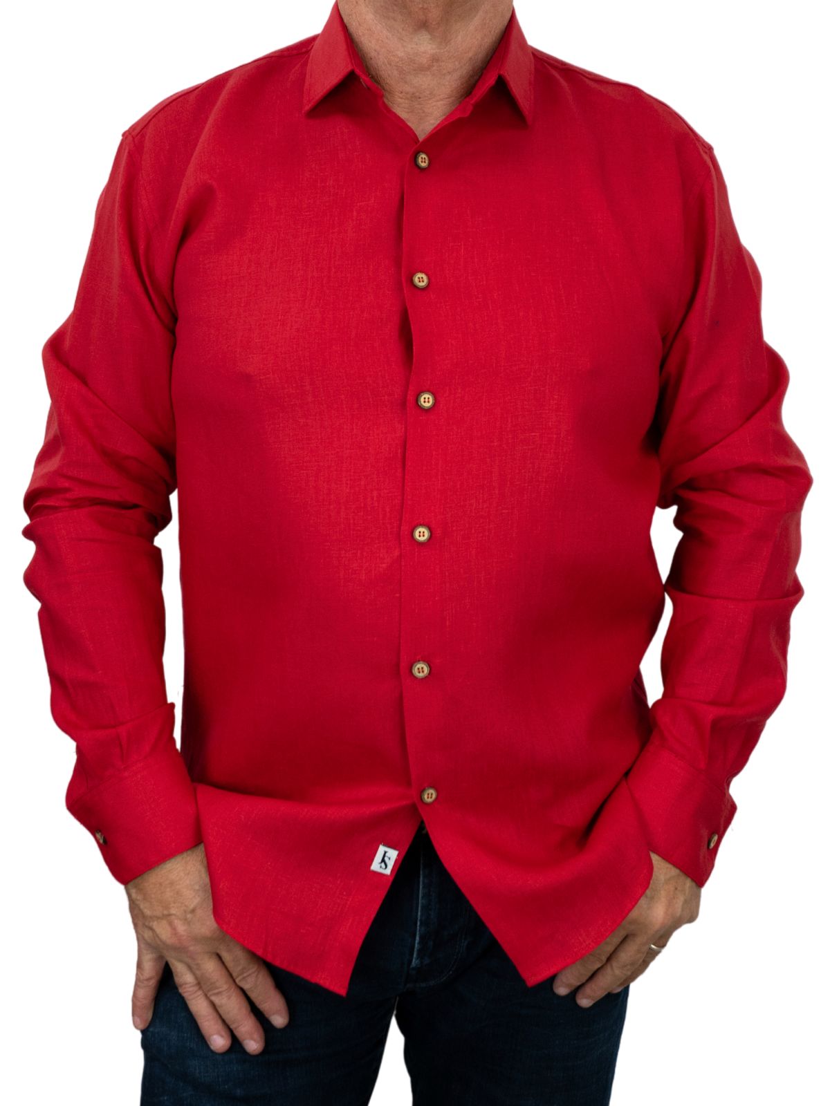 Byron Bay Red Linen L/S Shirt