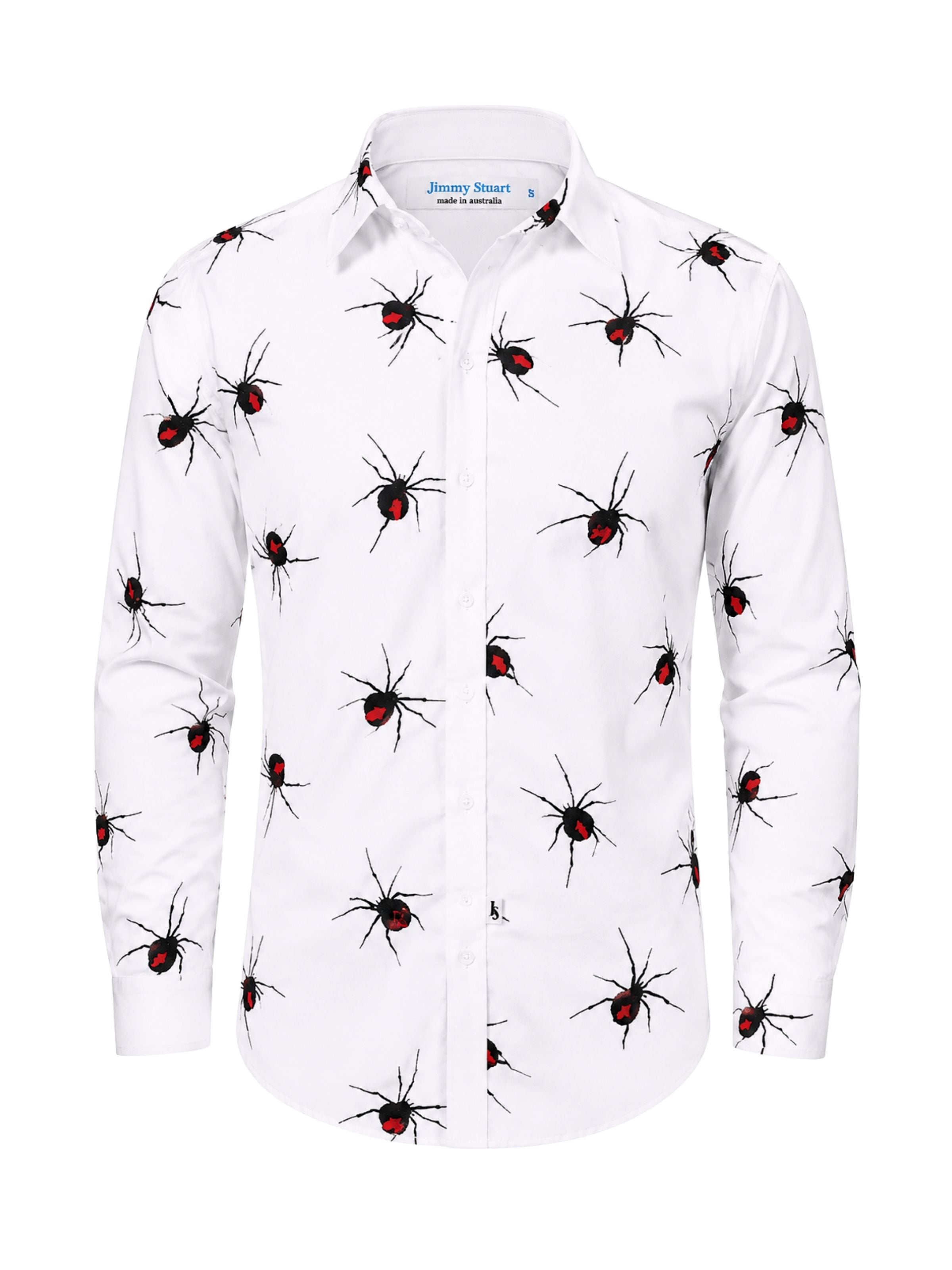 Redback Embroidered Cotton L/S Shirt - White/Black