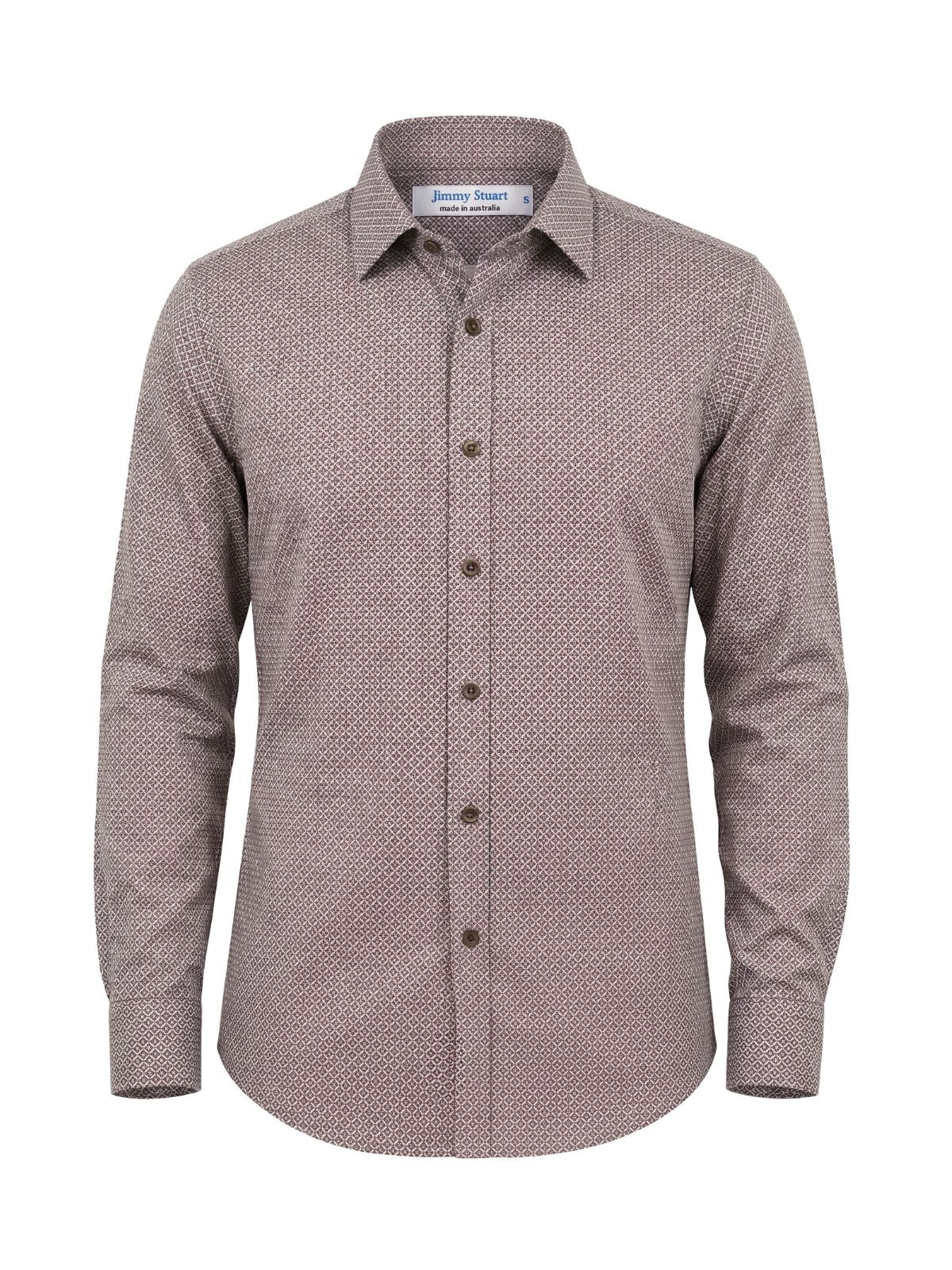Religion Geometric Cotton Long Sleeve Shirt - Grey/White/Red