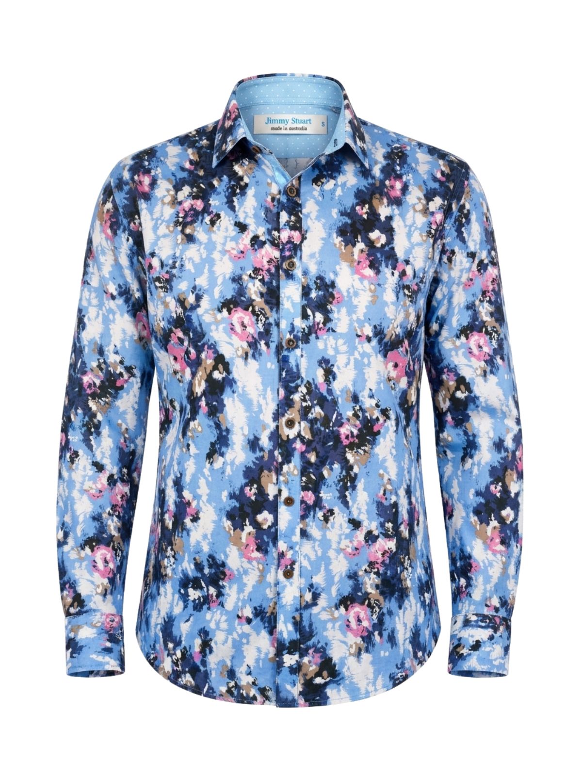 Renoir Abstract Cotton Voile L/S Shirt - Blue
