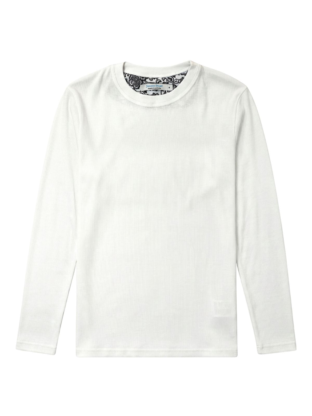 White Ribbed Cotton L/S Tee