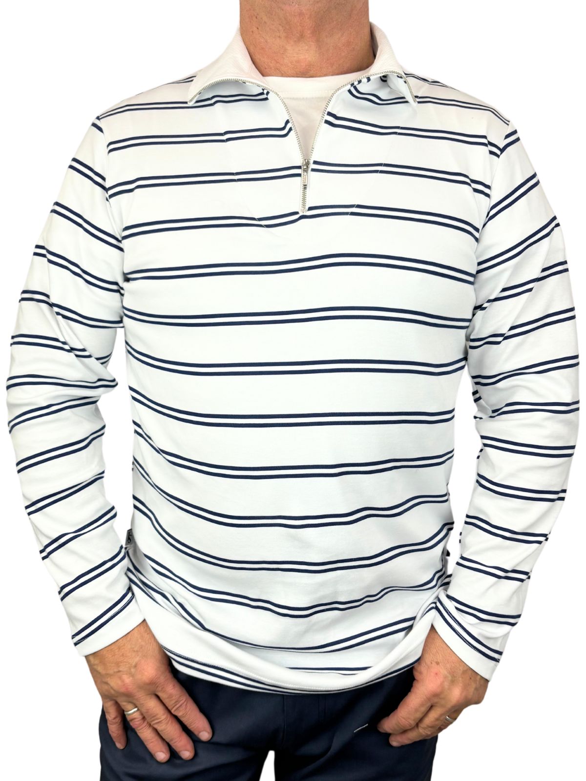 Riviera White Zip Polo