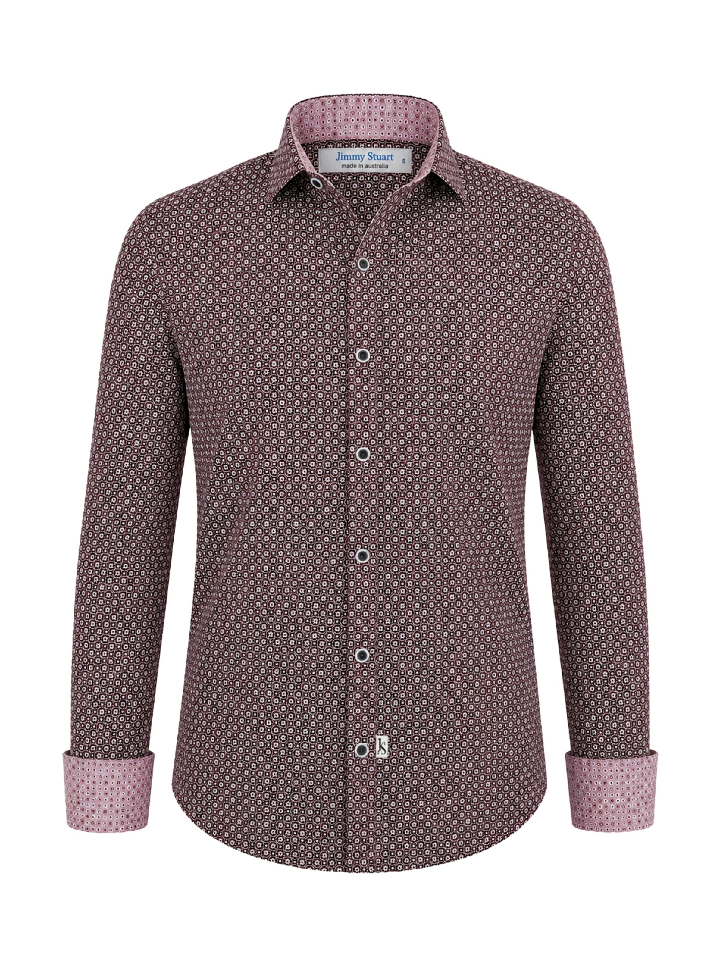 Roman Geometric Cotton L/S Shirt - Brown