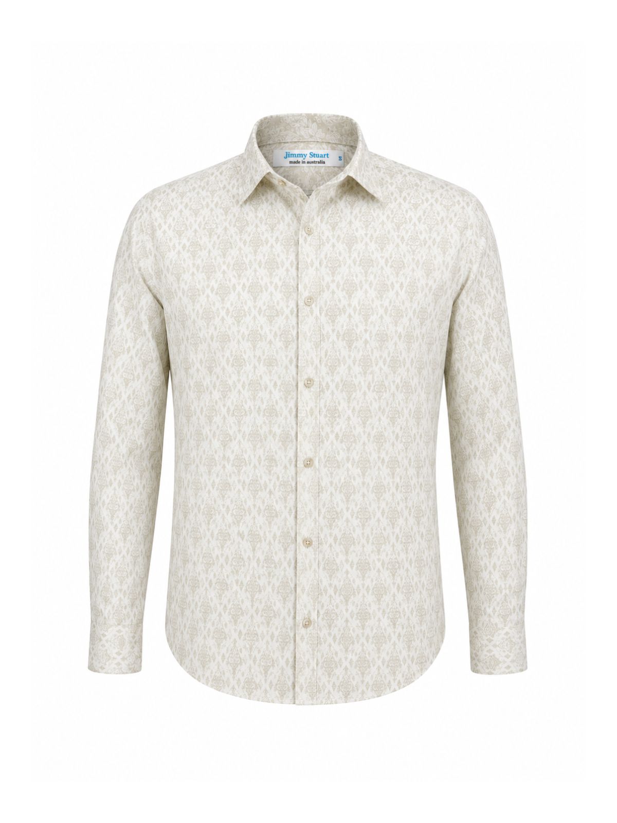 Rome Abstract Cotton L/S Big Mens Shirt - Cream