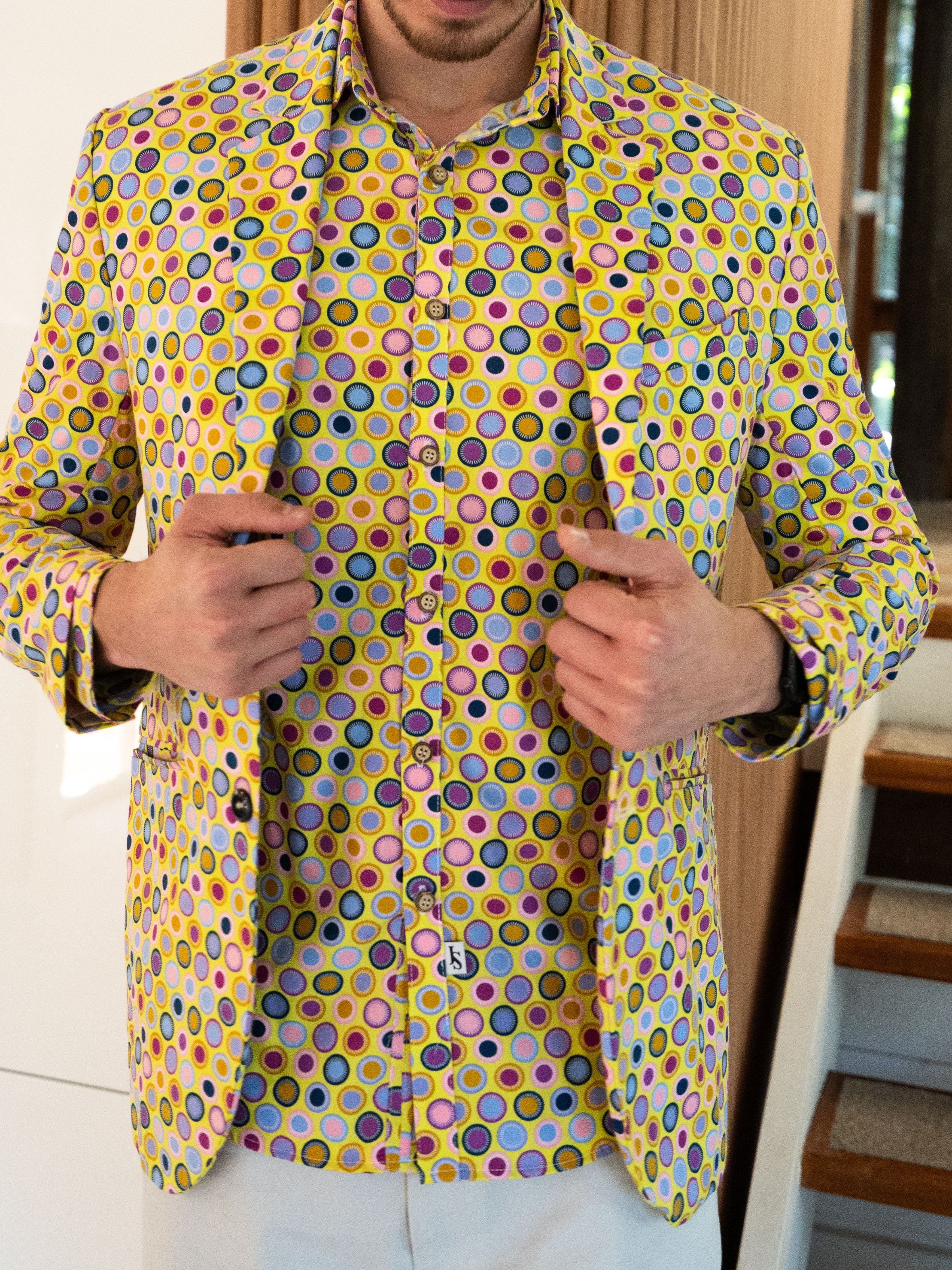 Sunspot Abstract L/S Big Mens Shirt - Yellow
