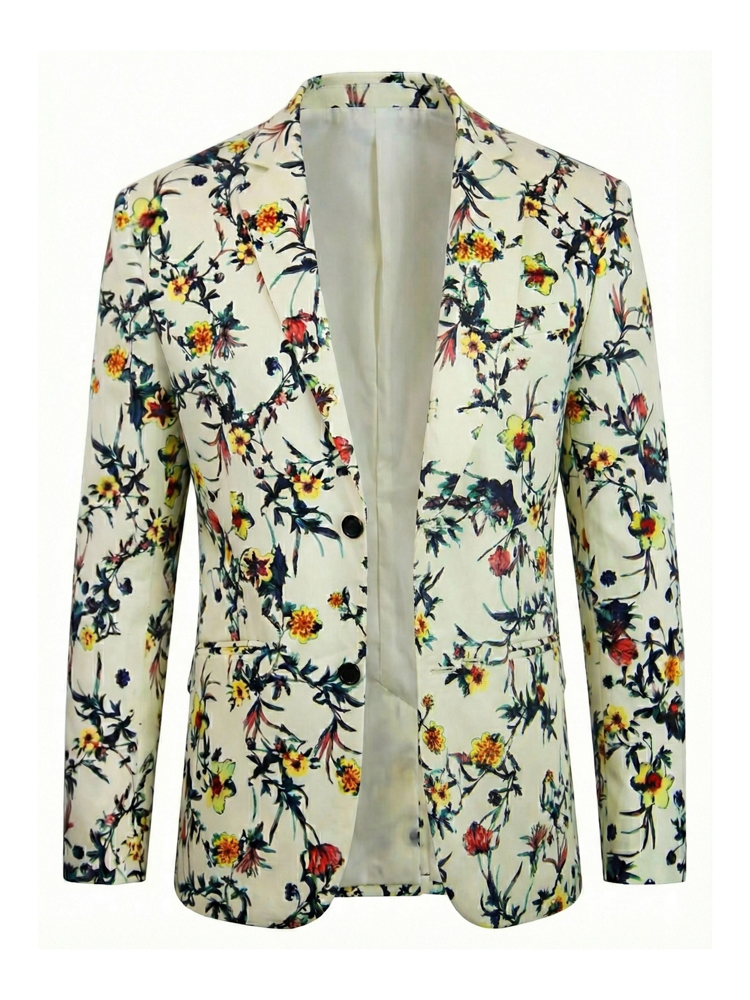Saffron Floral Linen Jacket - Cream