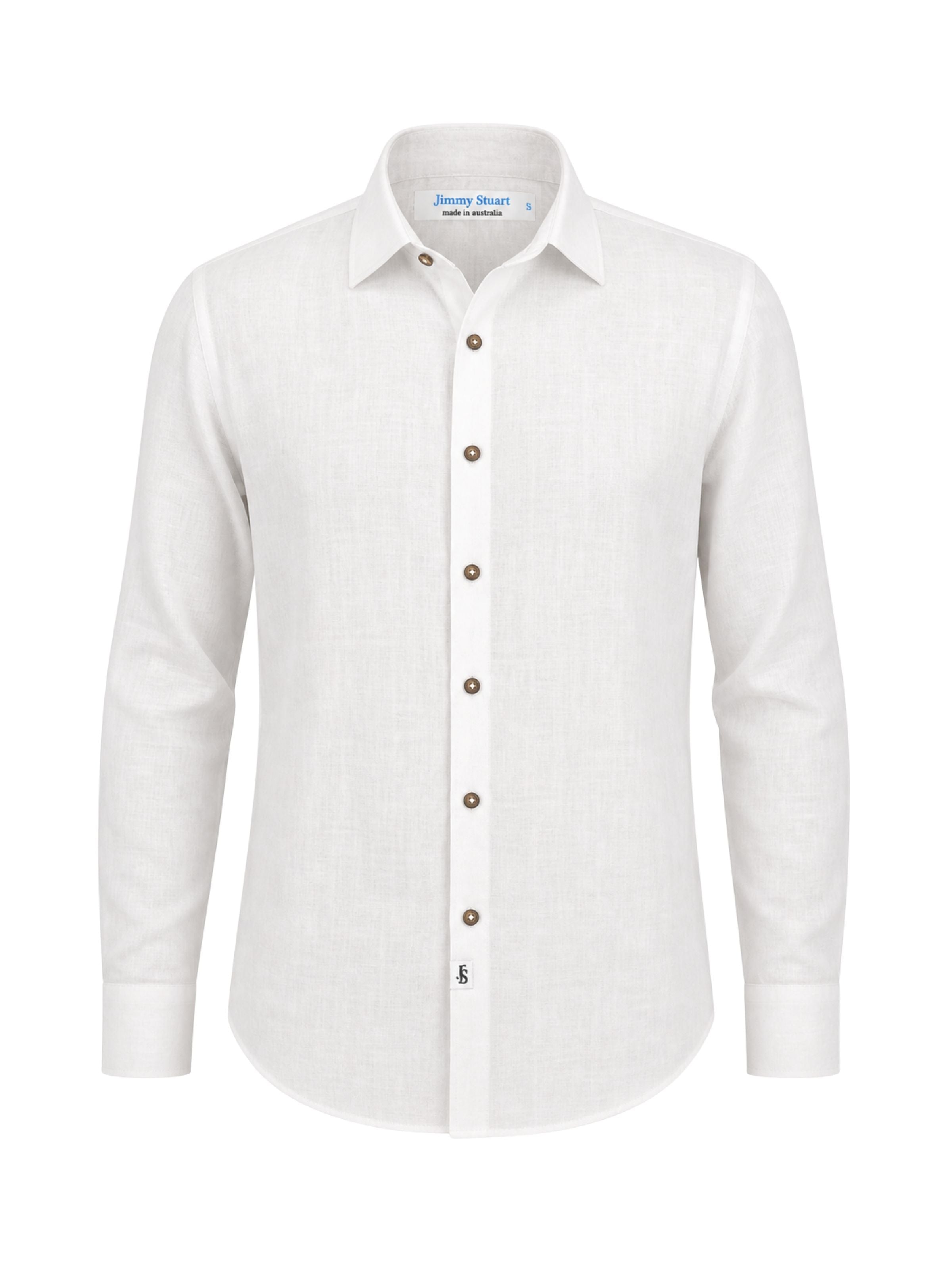 Salt Plain Cotton L/S Shirt - White