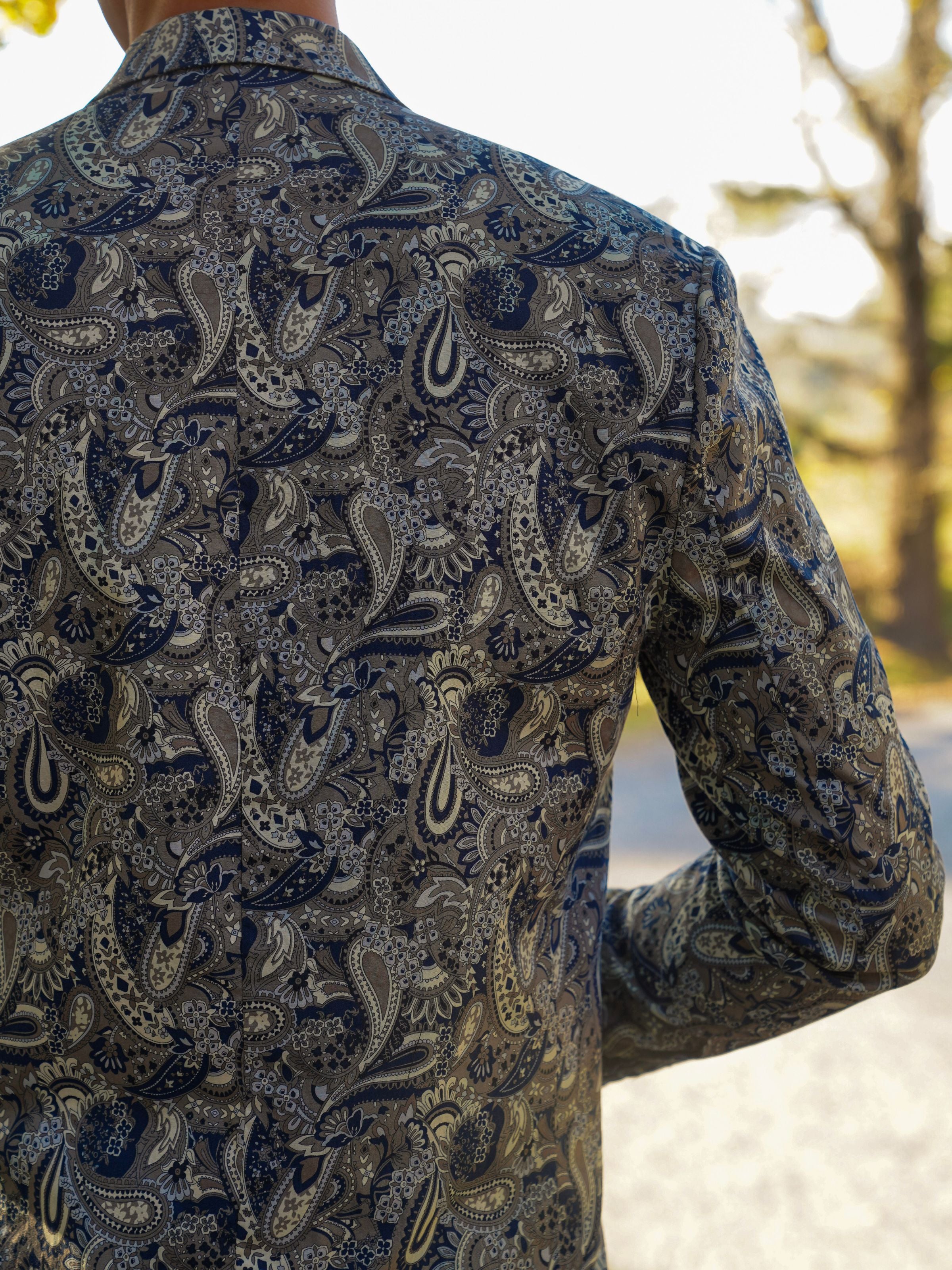 Seville Paisley Cotton Jacket - Grey