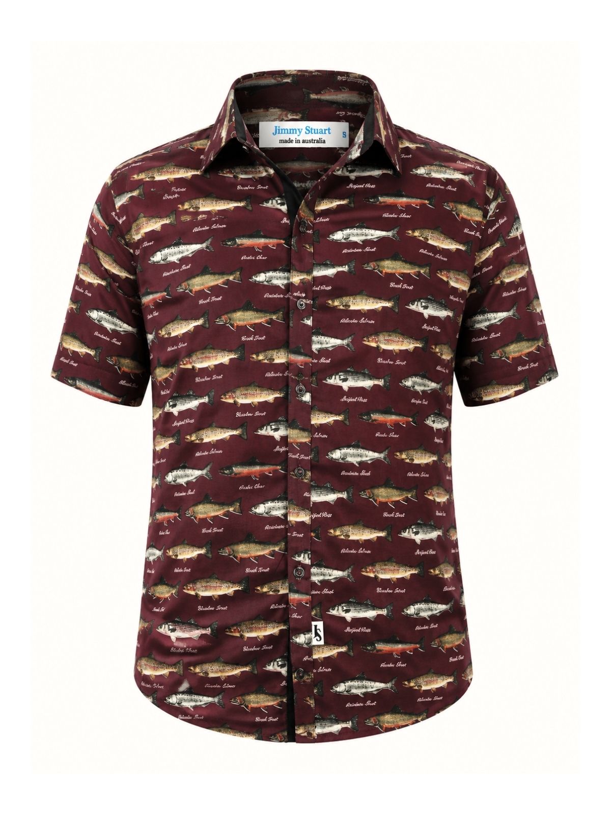 Sinker Abstract Cotton S/S Big Mens Shirt - Burgundy