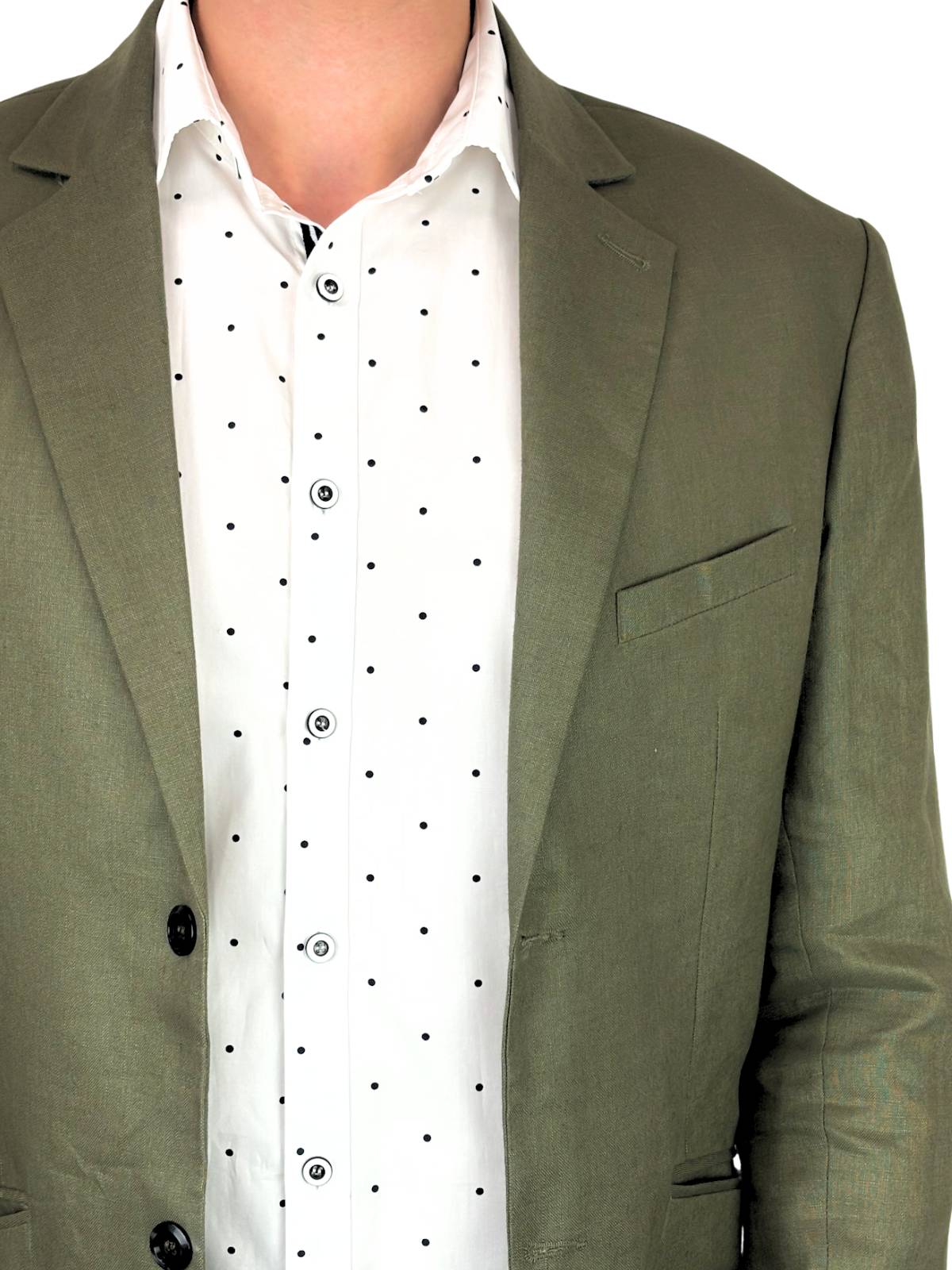 Georgia Polka Dot Cotton L/S Mens Shirt - White