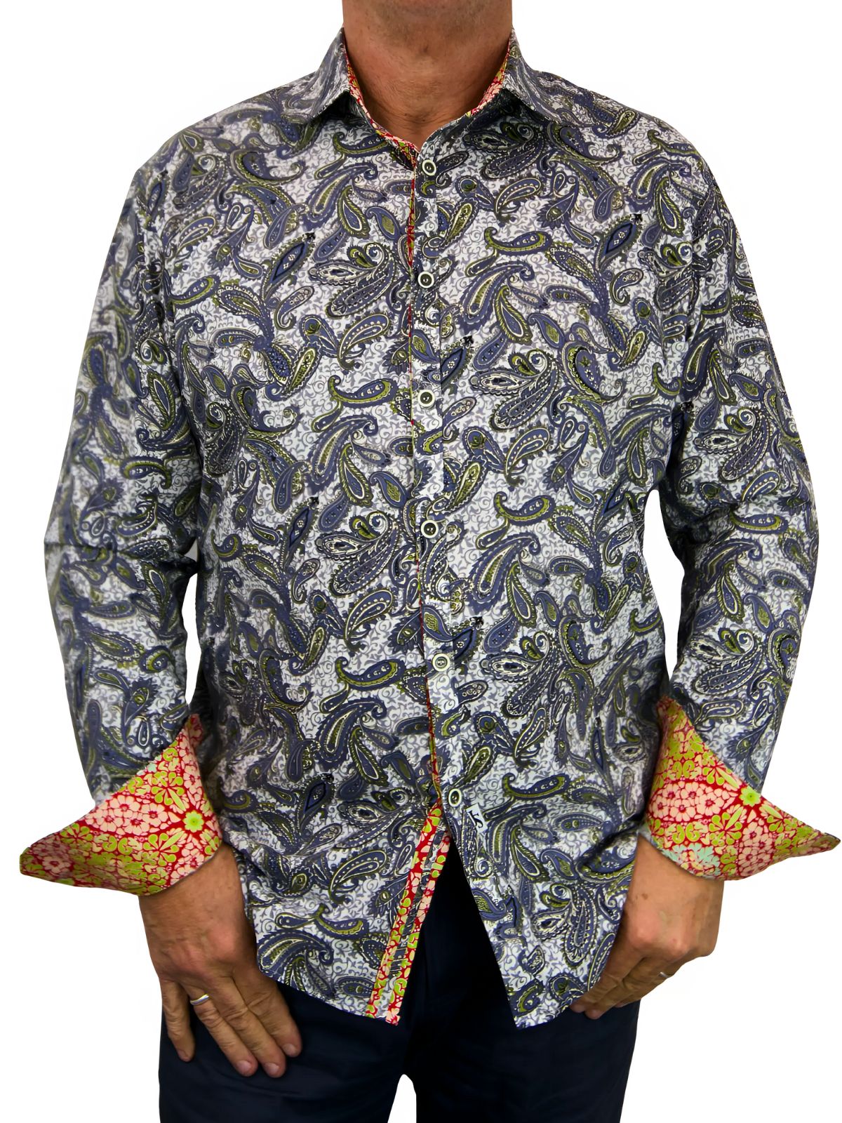 Slick Paisley L/S Big Mens Shirt – Green